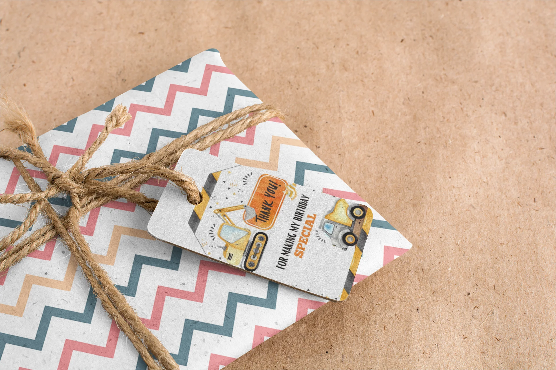Construction Theme Birthday Favour Tags (2 x 3.5 inches/250 GSM Cardstock/Mixcolour/30Pcs) - Premium Handcrafted 300 GSM Thank You Cards by Party Decor Mall India - View 7