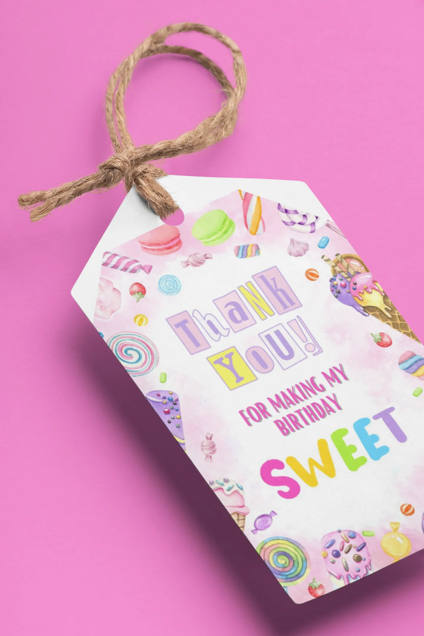 Ice Cream Theme Model 2 Birthday Favour Tags (2 x 3.5 inches/250 GSM Cardstock/Mixcolour/30Pcs)