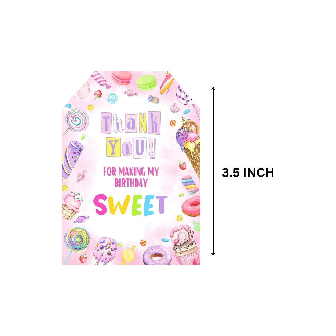 Ice Cream Theme Model 2 Birthday Favour Tags (2 x 3.5 inches/250 GSM Cardstock/Mixcolour/30Pcs) - Premium Handcrafted 300 GSM Thank You Cards by Party Decor Mall India - View 3