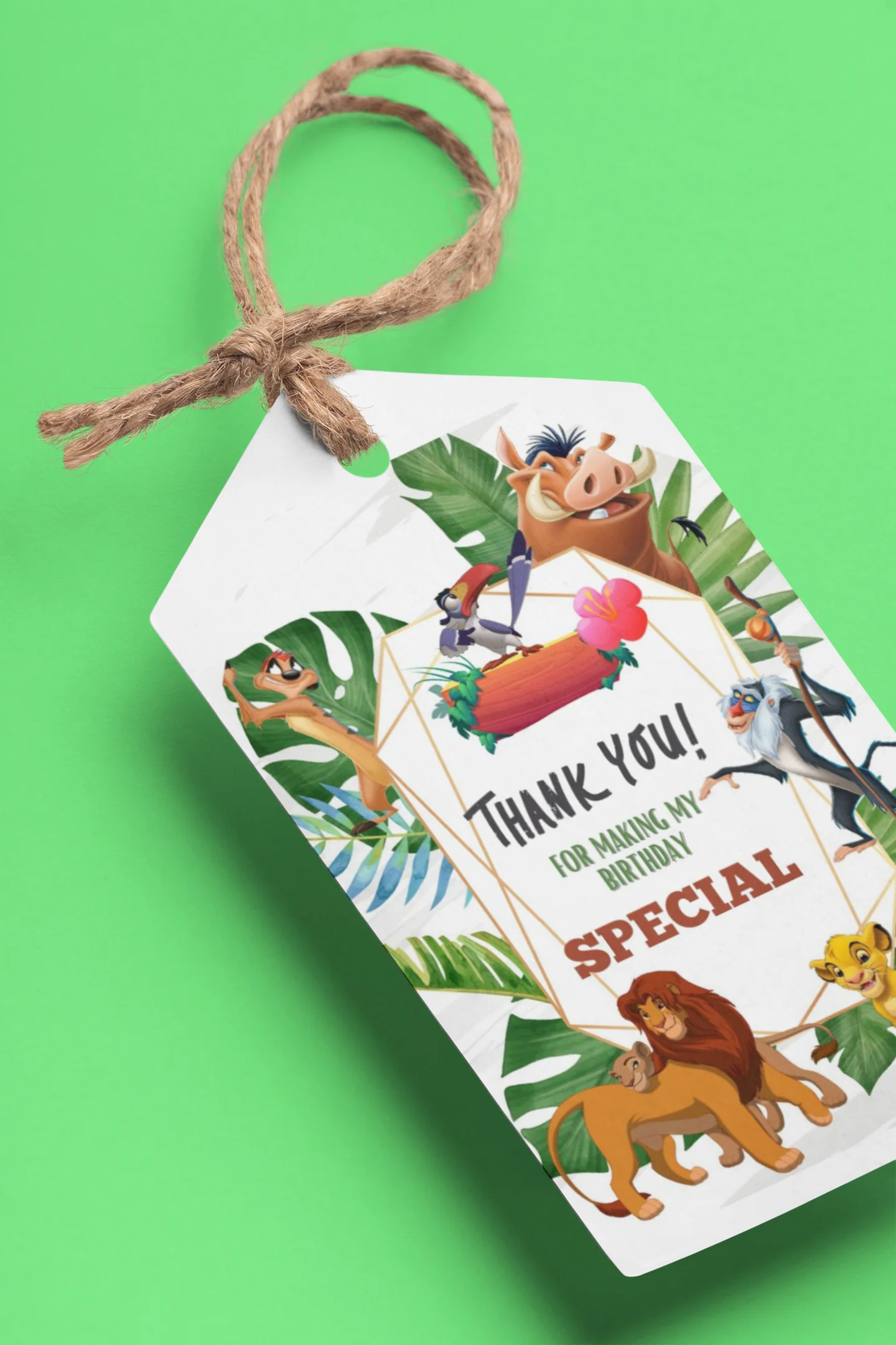 Lion King Theme Birthday Favour Tags (2 x 3.5 inches/250 GSM Cardstock/Mixcolour/30Pcs)