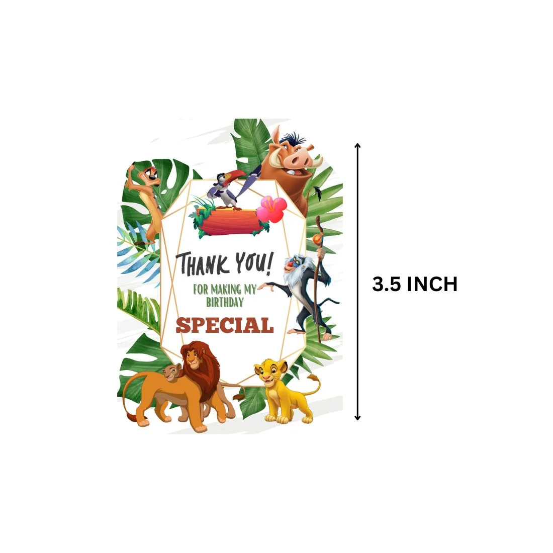 Lion King Theme Birthday Favour Tags (2 x 3.5 inches/250 GSM Cardstock/Mixcolour/30Pcs) - Premium Handcrafted 300 GSM Thank You Cards by Party Decor Mall India - View 3