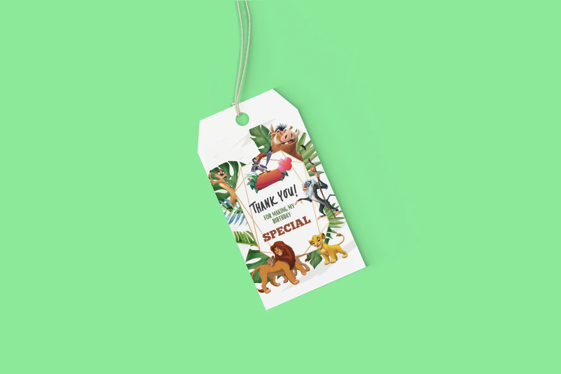 Lion King Theme Birthday Favour Tags (2 x 3.5 inches/250 GSM Cardstock/Mixcolour/30Pcs) - Premium Handcrafted 300 GSM Thank You Cards by Party Decor Mall India - View 5