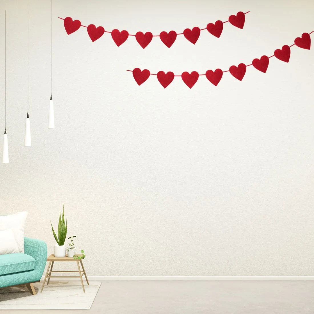 Valentines Day Heart Bunting - (4 Inches/250 GSM Cardstock/Red/24Pcs) - Premium Handcrafted 300 GSM Balloons & Decor by Party Decor Mall India - View 4