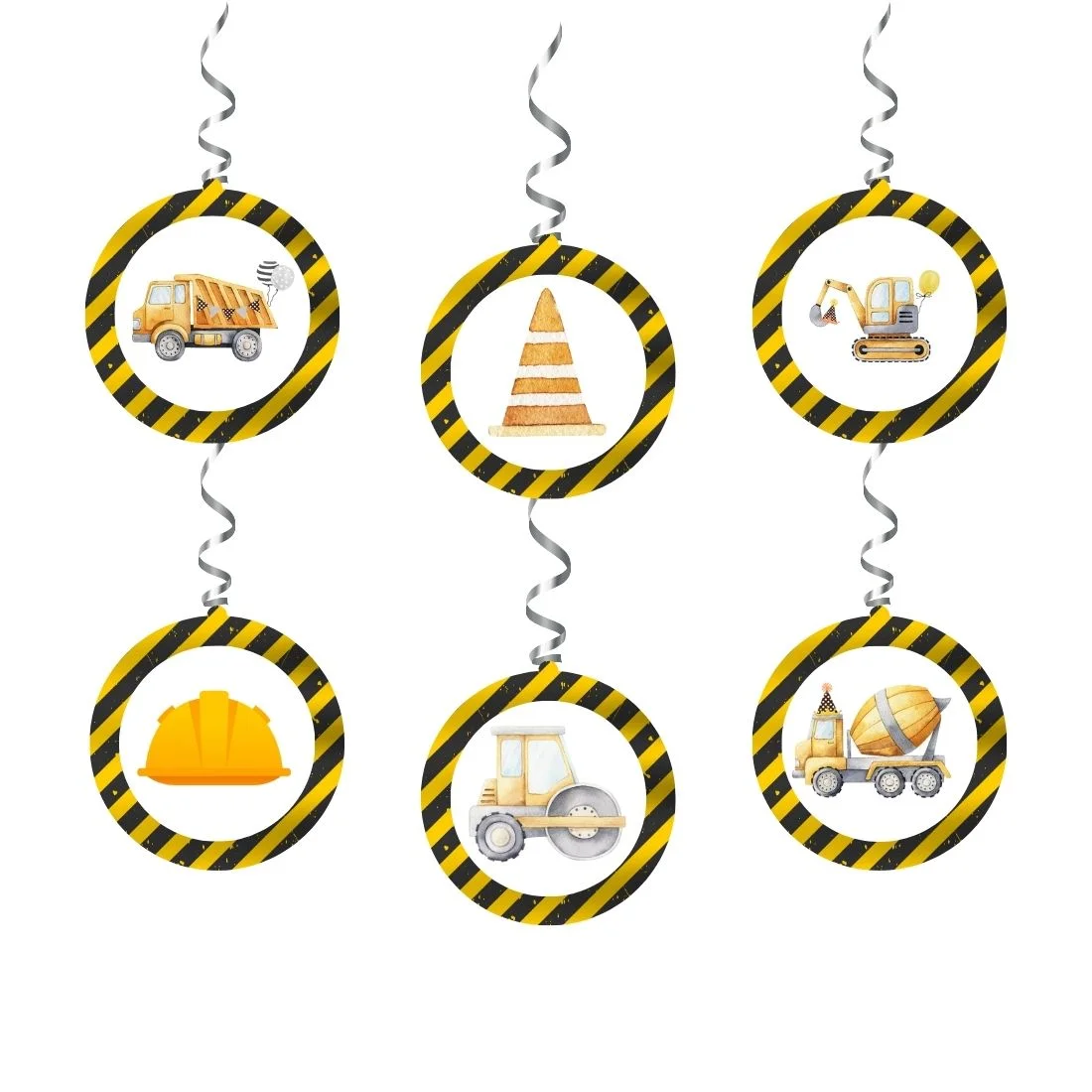 Construction Theme Birthday Party Decorations - Banner,& Dangler (6 Inches/250 GSM Cardstock/Mixcolour/19Pcs) - Premium Handcrafted 300 GSM Door Dangler by Party Decor Mall India - View 4
