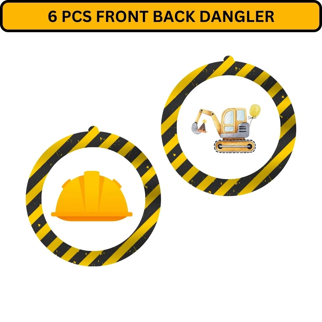 Construction Theme Birthday Party Decorations - Banner,& Dangler (6 Inches/250 GSM Cardstock/Mixcolour/19Pcs) - Premium Handcrafted 300 GSM Door Dangler by Party Decor Mall India - View 5