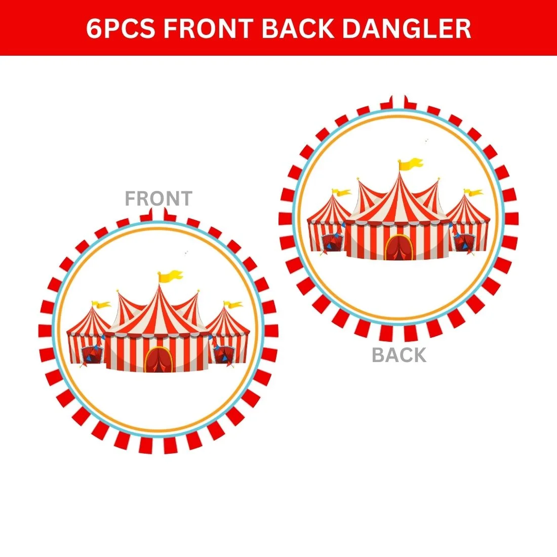Carnival Theme Birthday Party Decorations - Banner,& Dangler (6 Inches/250 GSM Cardstock/Mixcolour/19Pcs) - Premium Handcrafted 300 GSM Door Dangler by Party Decor Mall India - View 6