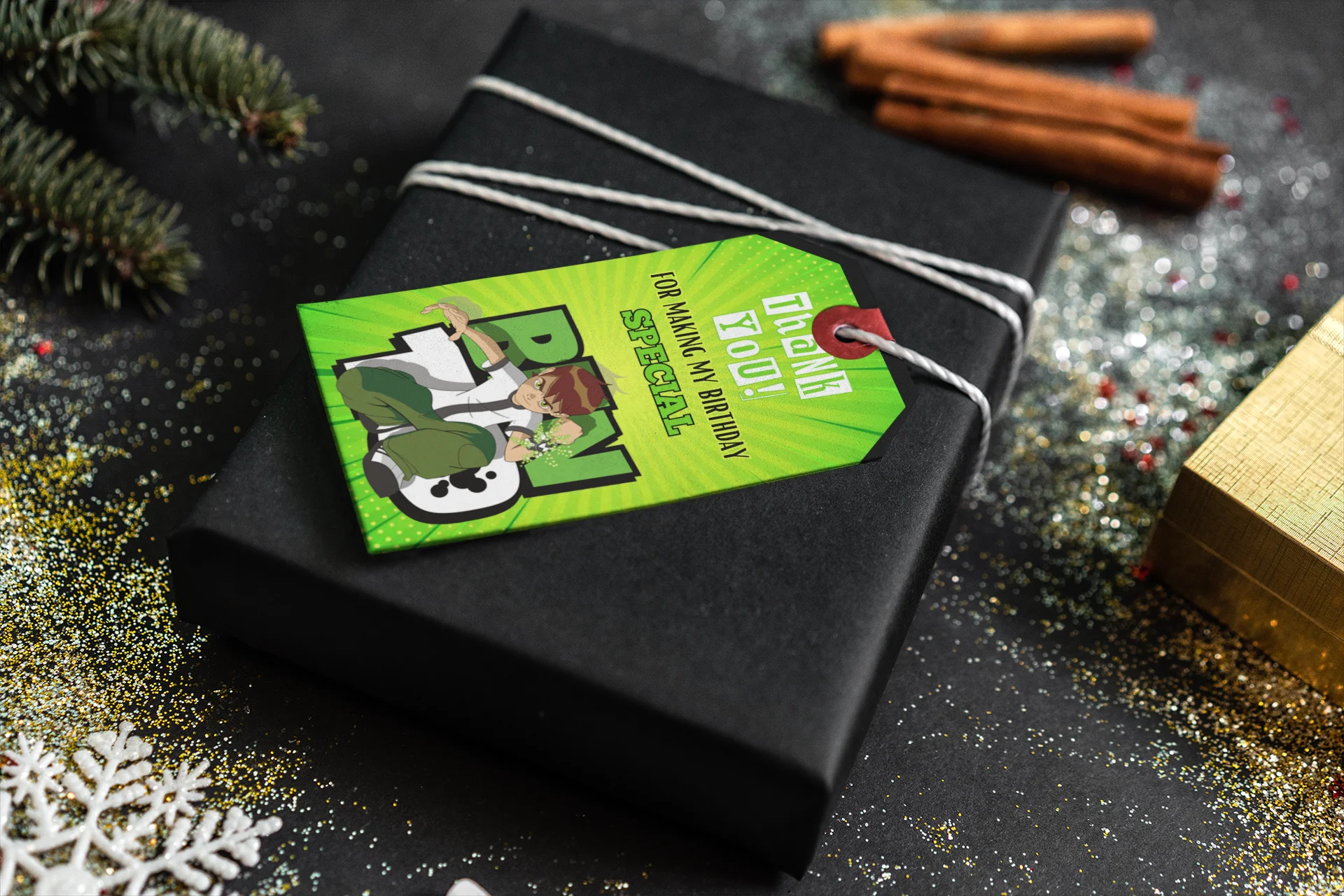 Ben10 Theme Birthday Favour Tags (2 x 3.5 inches/250 GSM Cardstock/Mixcolour/30Pcs) - Premium Handcrafted 300 GSM Thank You Cards by Party Decor Mall India - View 4