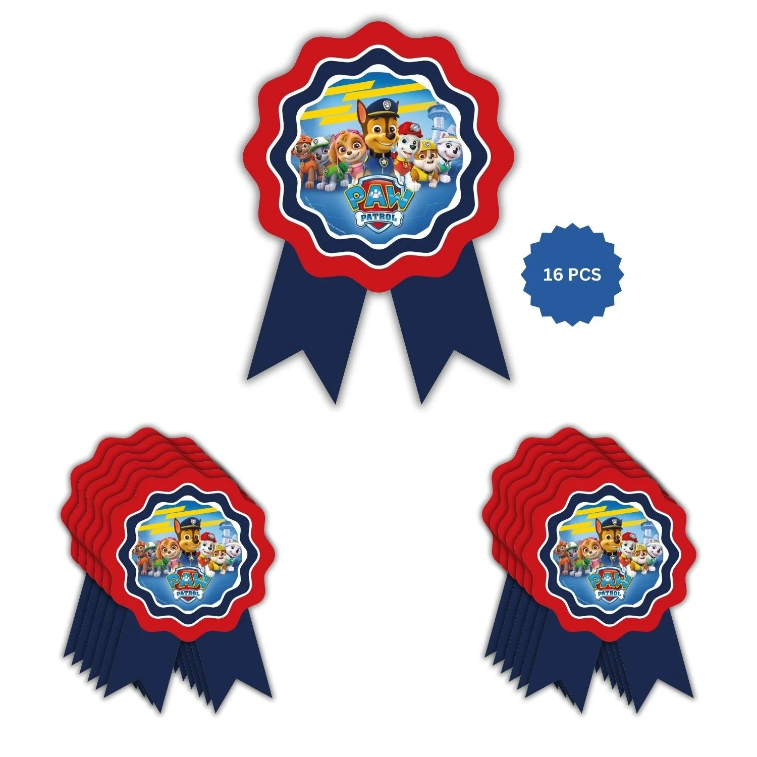 Paw Patrol Theme Theme Badges Birthday Party Supplies (Pack of 4) - 250GSM Premium Cardstock Paper (4x3 Inch) - Premium Handcrafted 300 GSM Theme Badges by Party Decor Mall India - View 4