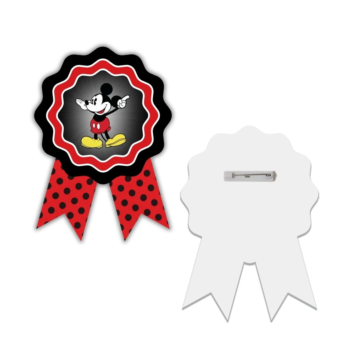 Mickey Mouse Theme Birthday Badges for Kids – 4x3 Inch 250gsm Cardstock with Pin | PartyDecor Mall (Mickey Mouse) - Premium Handcrafted 300 GSM Theme Badges by Party Decor Mall India - View 2
