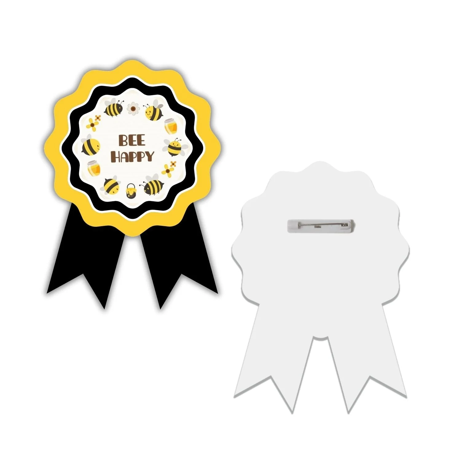 Bumble Bee Theme Birthday Badges for Kids – 4x3 Inch 250gsm Cardstock with Pin | PartyDecor Mall (Bumble Bee) - Premium Handcrafted 300 GSM Theme Badges by Party Decor Mall India - View 2