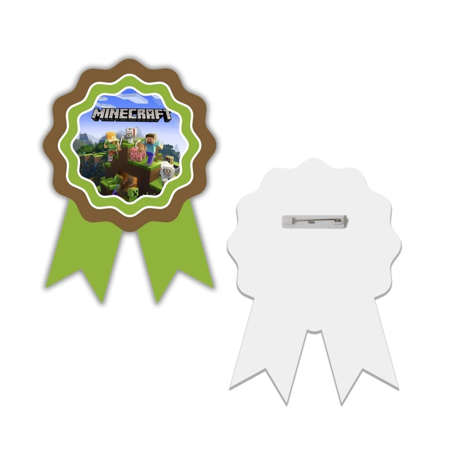Minecraft Theme Birthday Badges for Kids – 4x3 Inch 250gsm Cardstock with Pin | PartyDecor Mall (Minecraft) - Premium Handcrafted 300 GSM Theme Badges by Party Decor Mall India - View 2