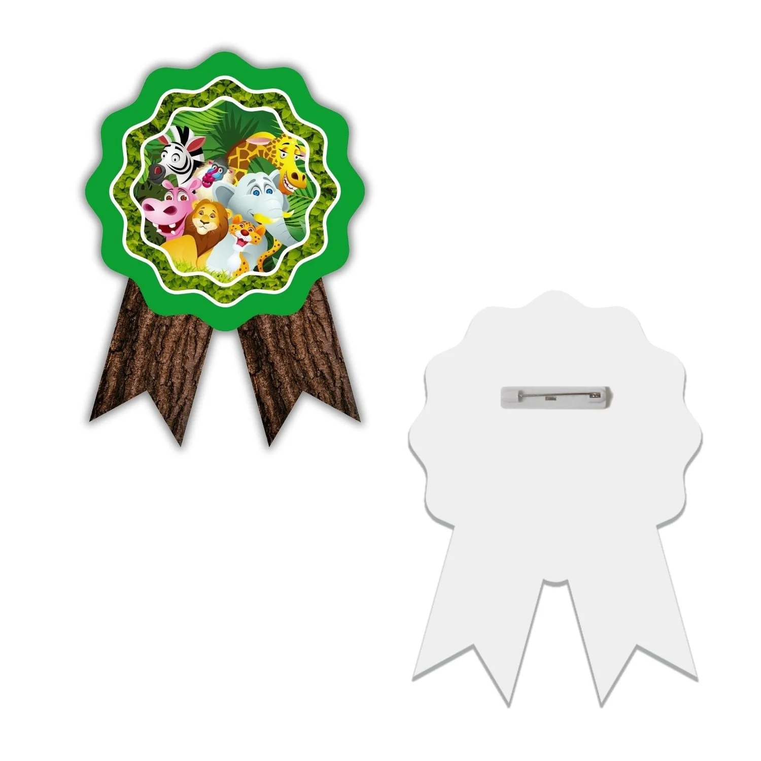 Jungle Theme Birthday Badges for Kids – 4x3 Inch 250gsm Cardstock with Pin | PartyDecor Mall - Premium Handcrafted 300 GSM Theme Badges by Party Decor Mall India - View 2