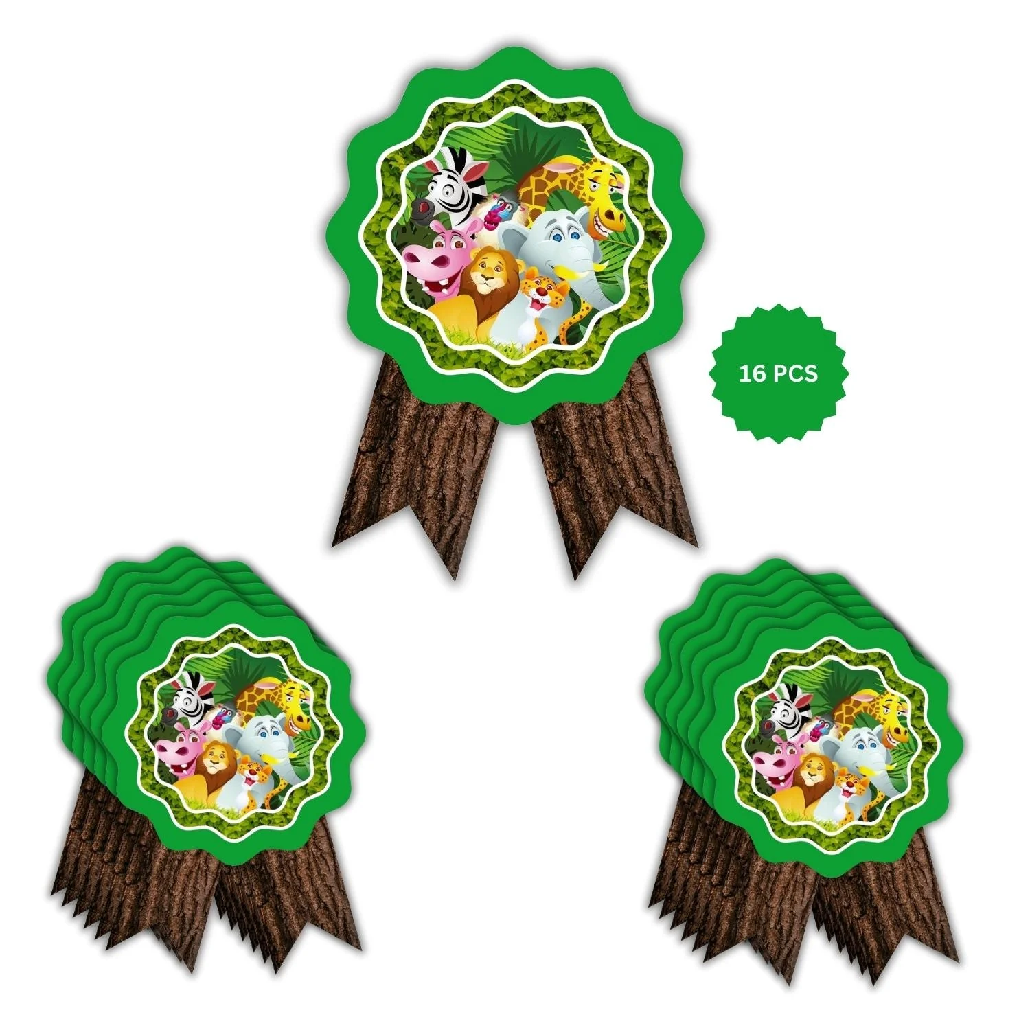 Jungle Theme Birthday Badges for Kids – 4x3 Inch 250gsm Cardstock with Pin | PartyDecor Mall - Premium Handcrafted 300 GSM Theme Badges by Party Decor Mall India - View 4