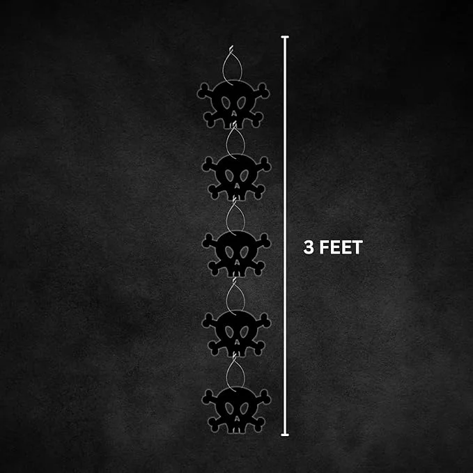 Halloween Theme Skull Dangler Decoration Items (18 Pcs) - Material-Cardstock (Skull Hanging Dangler Halloween Black) - Premium Handcrafted 300 GSM Door Dangler by Party Decor Mall India - View 5