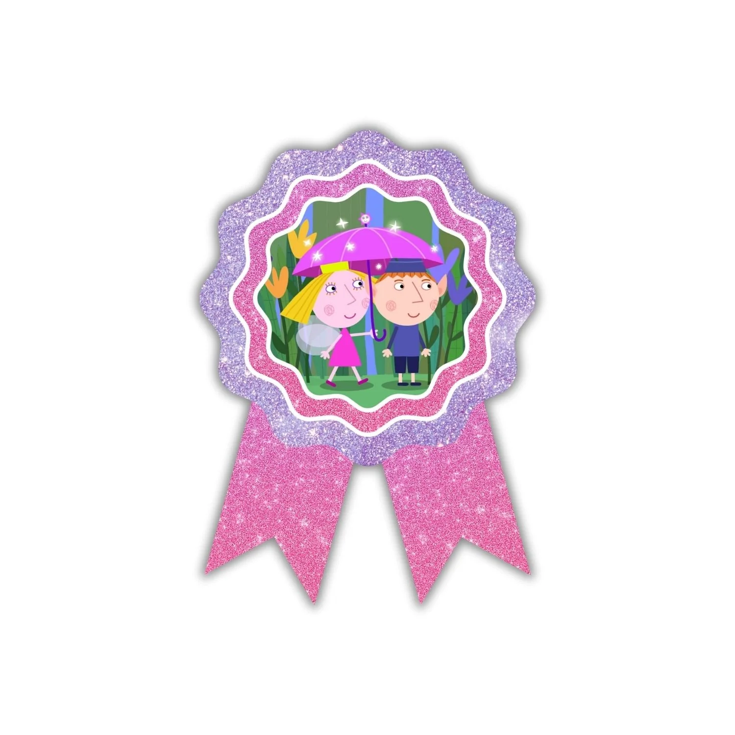 Ben N Holly Theme Birthday Badges for Kids – 4x3 Inch 250gsm Cardstock with Pin | PartyDecor Mall (Ben N Holly) - Premium Handcrafted 300 GSM Theme Badges by Party Decor Mall India - View 1