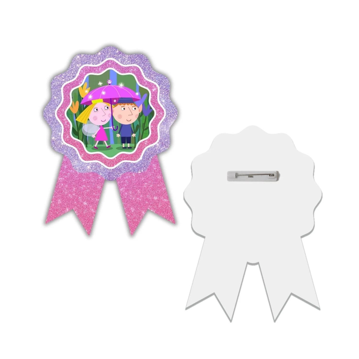 Ben N Holly Theme Birthday Badges for Kids – 4x3 Inch 250gsm Cardstock with Pin | PartyDecor Mall (Ben N Holly) - Premium Handcrafted 300 GSM Theme Badges by Party Decor Mall India - View 2