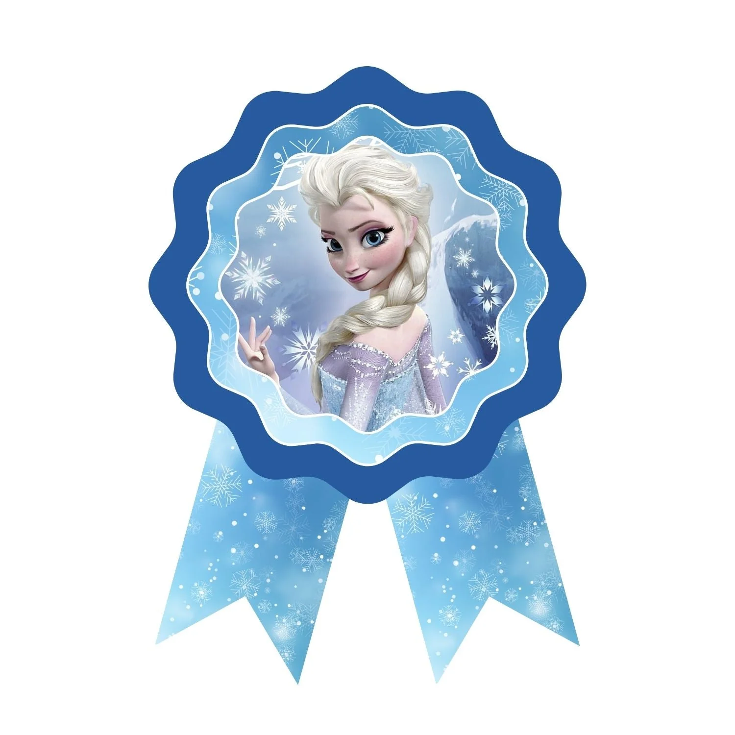 Frozen Theme Birthday Badges for Kids – 4x3 Inch 250gsm Cardstock with Pin | PartyDecor Mall (Frozen) - Premium Handcrafted 300 GSM Theme Badges by Party Decor Mall India - View 1