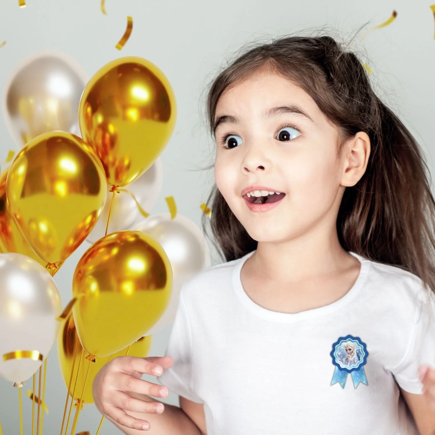 Frozen Theme Birthday Badges for Kids – 4x3 Inch 250gsm Cardstock with Pin | PartyDecor Mall (Frozen) - Premium Handcrafted 300 GSM Theme Badges by Party Decor Mall India - View 5