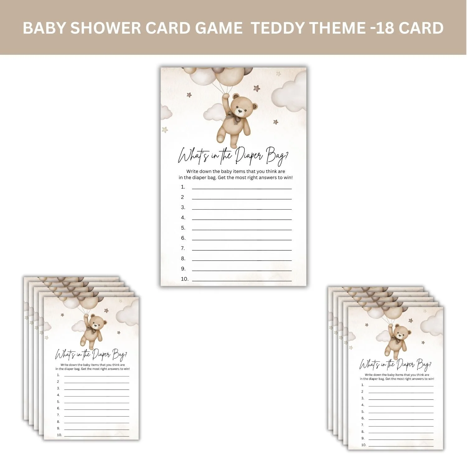 What's In The Diaper Bag? Baby Shower Games Card Pack - 18 High-Quality 300 gsm Cards for Fun & Exciting Celebration - Premium Handcrafted 300 GSM Card Games by Party Decor Mall India - View 3