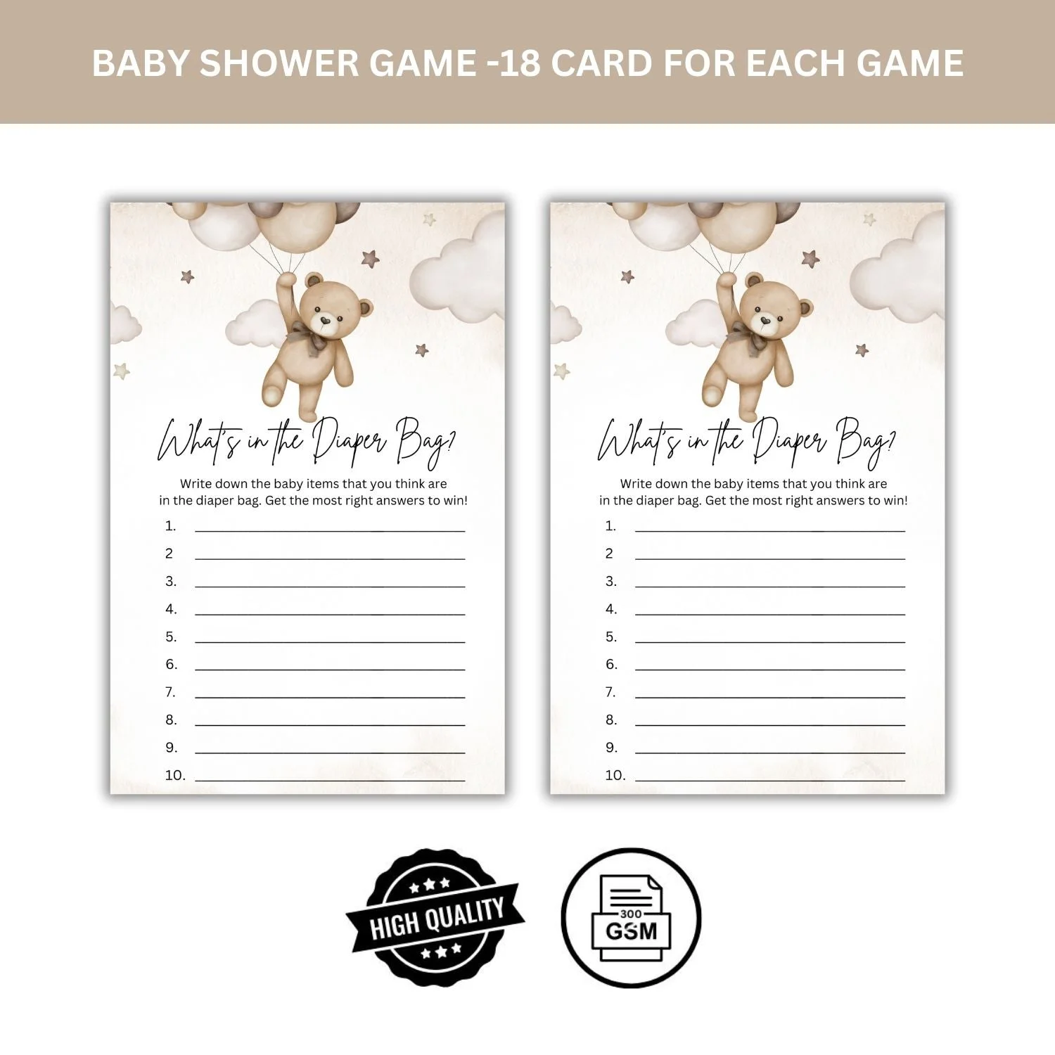 What's In The Diaper Bag? Baby Shower Games Card Pack - 18 High-Quality 300 gsm Cards for Fun & Exciting Celebration - Premium Handcrafted 300 GSM Card Games by Party Decor Mall India - View 4