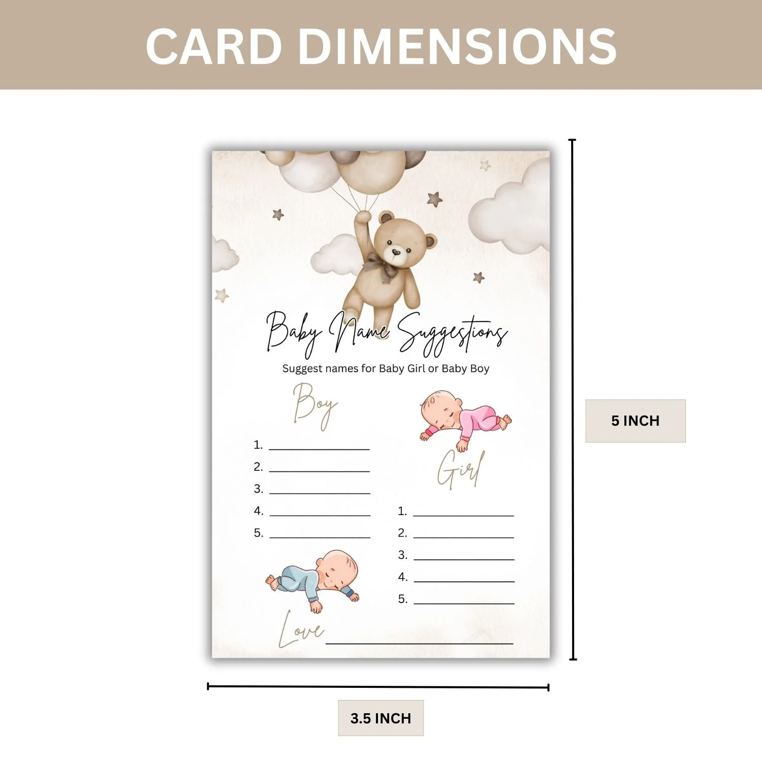 Baby Name Suggestions Baby Shower Games Card Pack - 18 High-Quality 300gsm Cards for Fun & Exciting Celebration - Premium Handcrafted 300 GSM Card Games by Party Decor Mall India - View 2