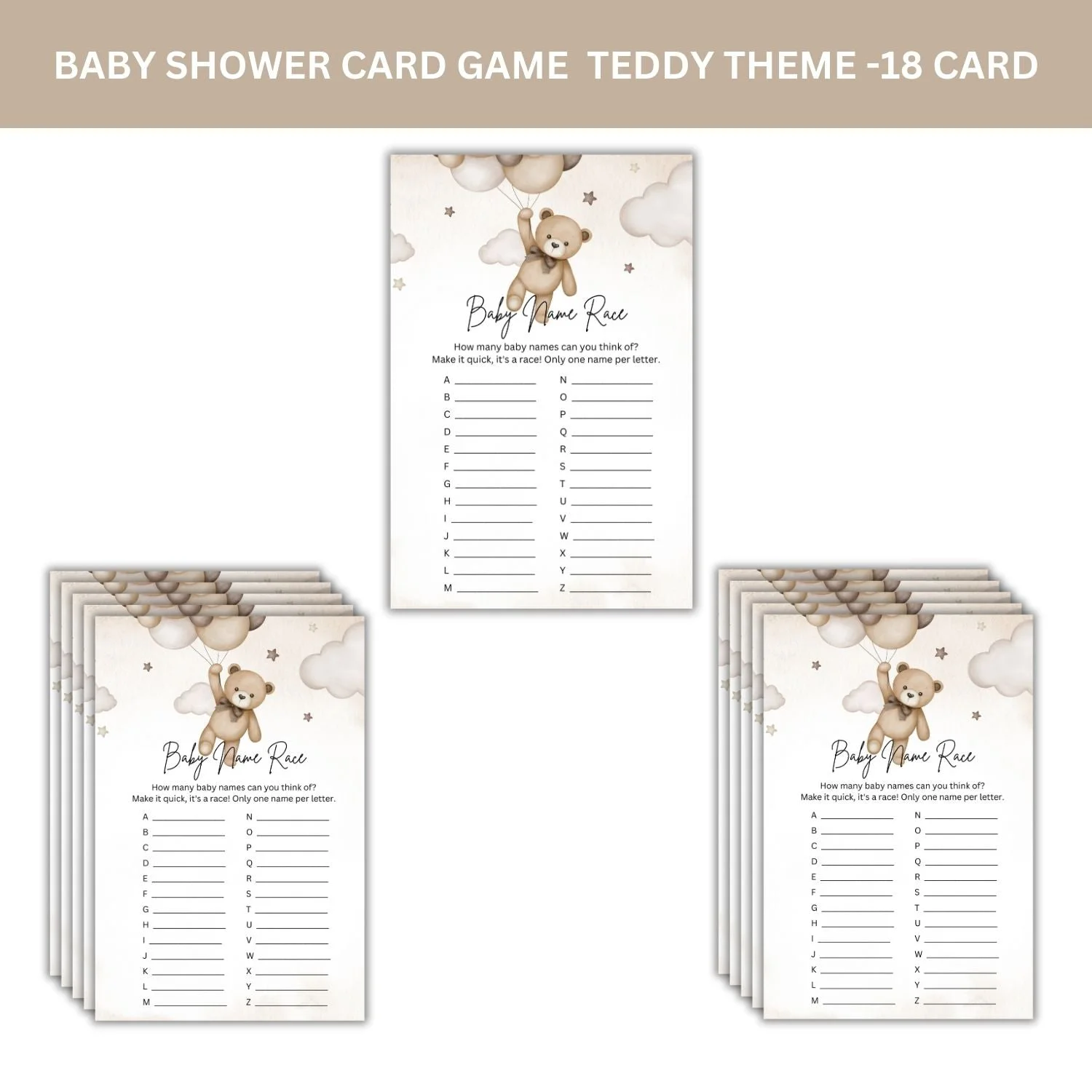 Baby Name Race Baby Shower Games Card Pack - 18 High-Quality 300gsm Cards for Fun & Exciting Celebration - Premium Handcrafted 300 GSM Card Games by Party Decor Mall India - View 3