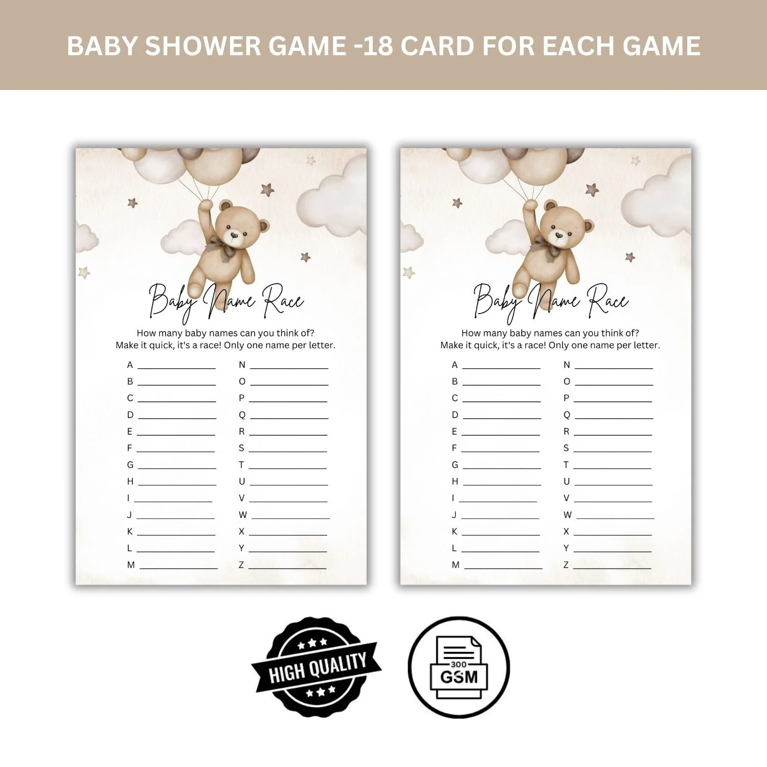 Baby Name Race Baby Shower Games Card Pack - 18 High-Quality 300gsm Cards for Fun & Exciting Celebration - Premium Handcrafted 300 GSM Card Games by Party Decor Mall India - View 4