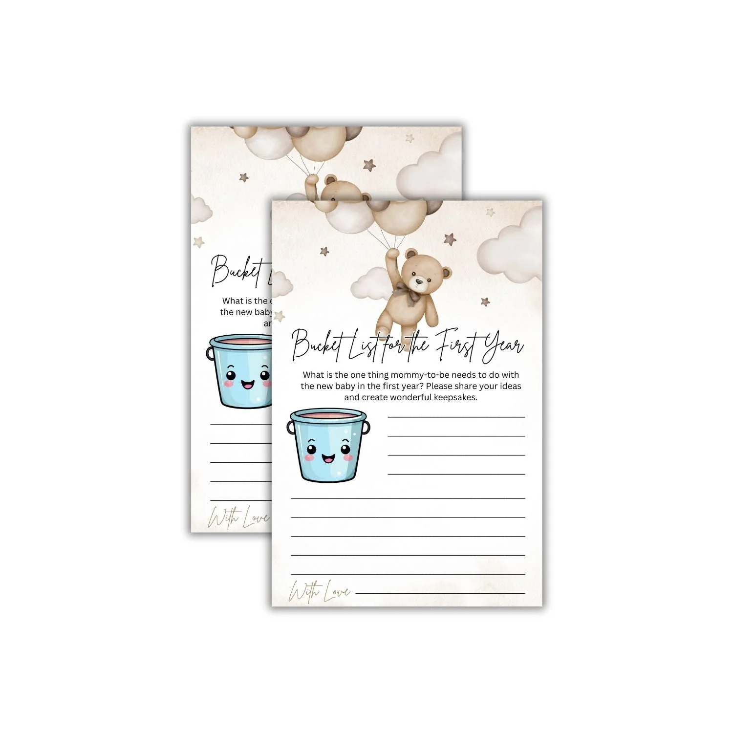 Bucket List For The First Year Baby Shower Games Card Pack - 18 High-Quality 300gsm Cards for Fun & Exciting Celebration