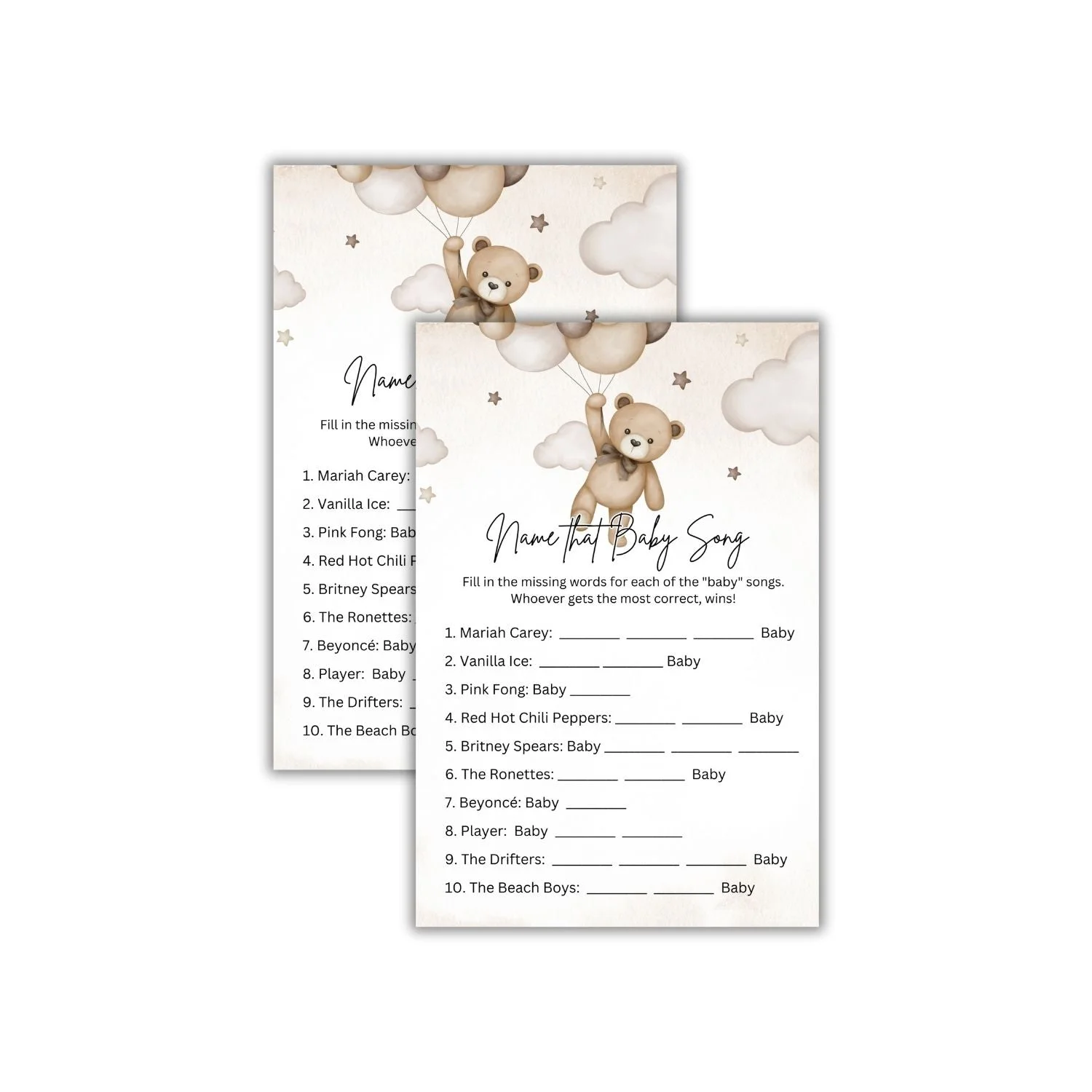 Name That Baby Song Baby Shower Games Card Pack - 18 High-Quality 300gsm Cards for Fun & Exciting Celebration - Premium Handcrafted 300 GSM Card Games by Party Decor Mall India - View 1