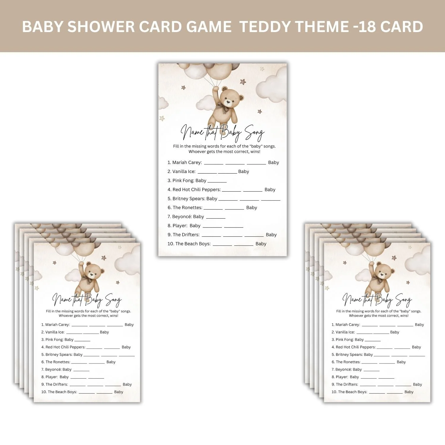 Name That Baby Song Baby Shower Games Card Pack - 18 High-Quality 300gsm Cards for Fun & Exciting Celebration - Premium Handcrafted 300 GSM Card Games by Party Decor Mall India - View 3