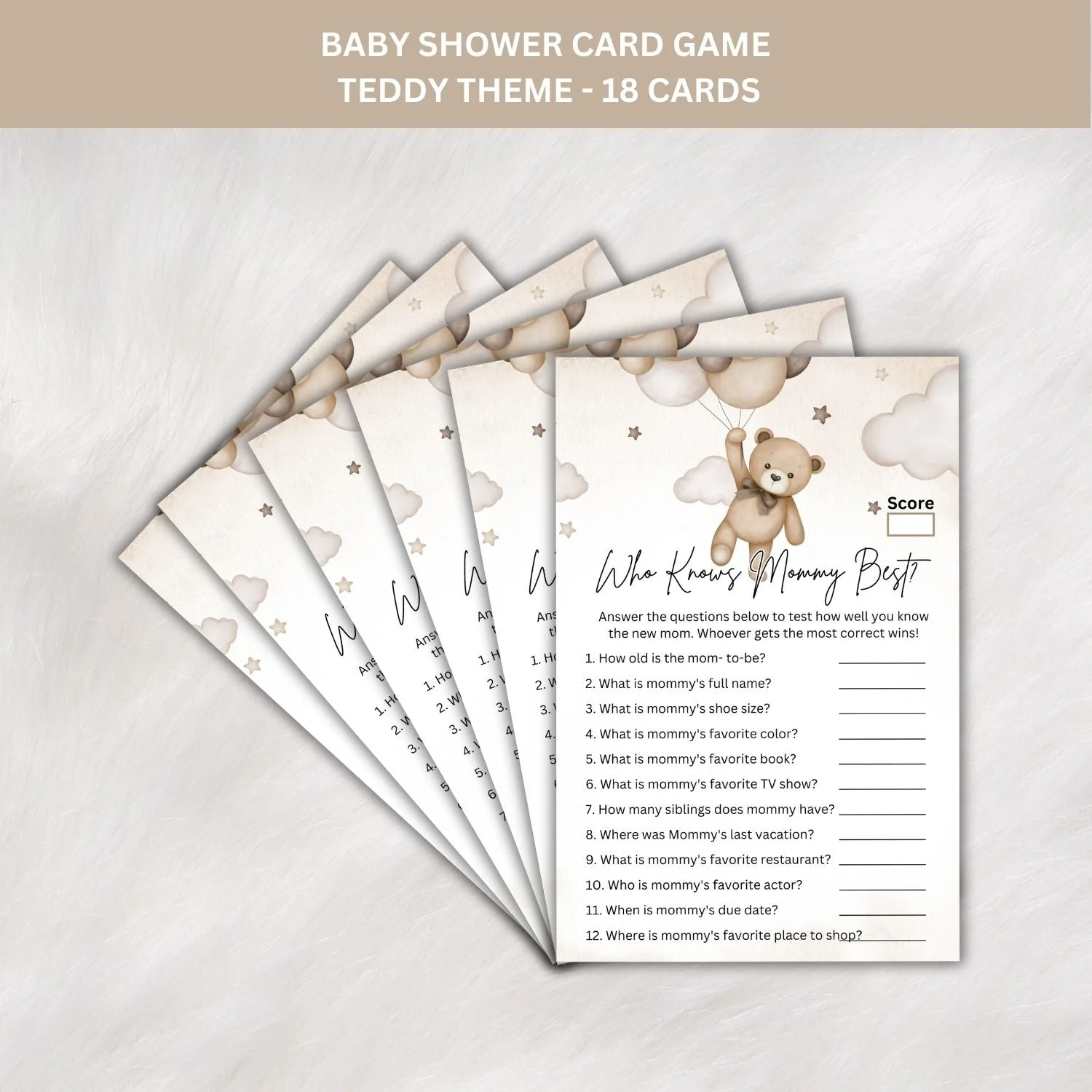 Who Knows Mommy Best? Baby Shower Games Card Pack - 18 High-Quality 300gsm Cards for Fun & Exciting Celebration - Premium Handcrafted 300 GSM Card Games by Party Decor Mall India - View 2
