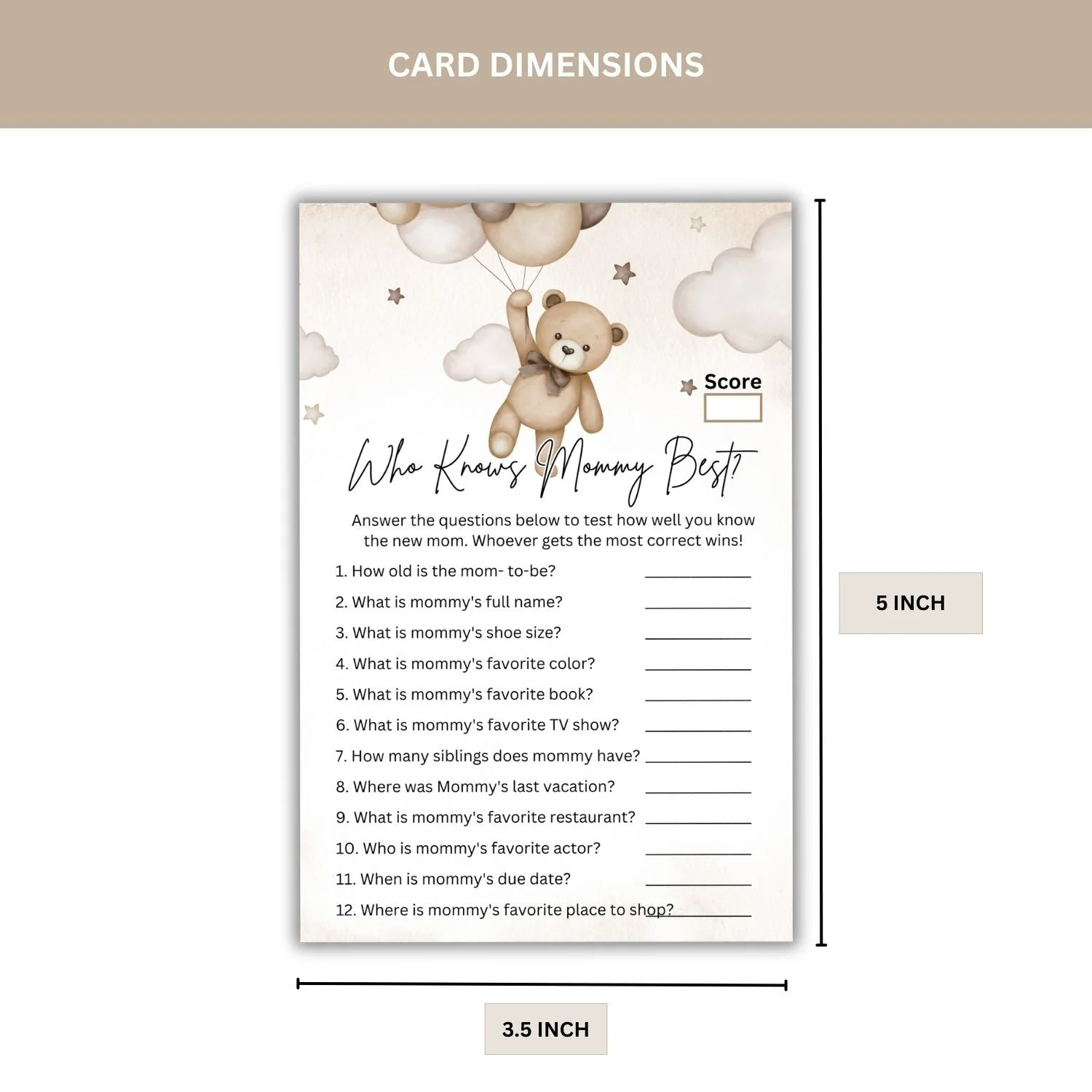 Who Knows Mommy Best? Baby Shower Games Card Pack - 18 High-Quality 300gsm Cards for Fun & Exciting Celebration - Premium Handcrafted 300 GSM Card Games by Party Decor Mall India - View 3