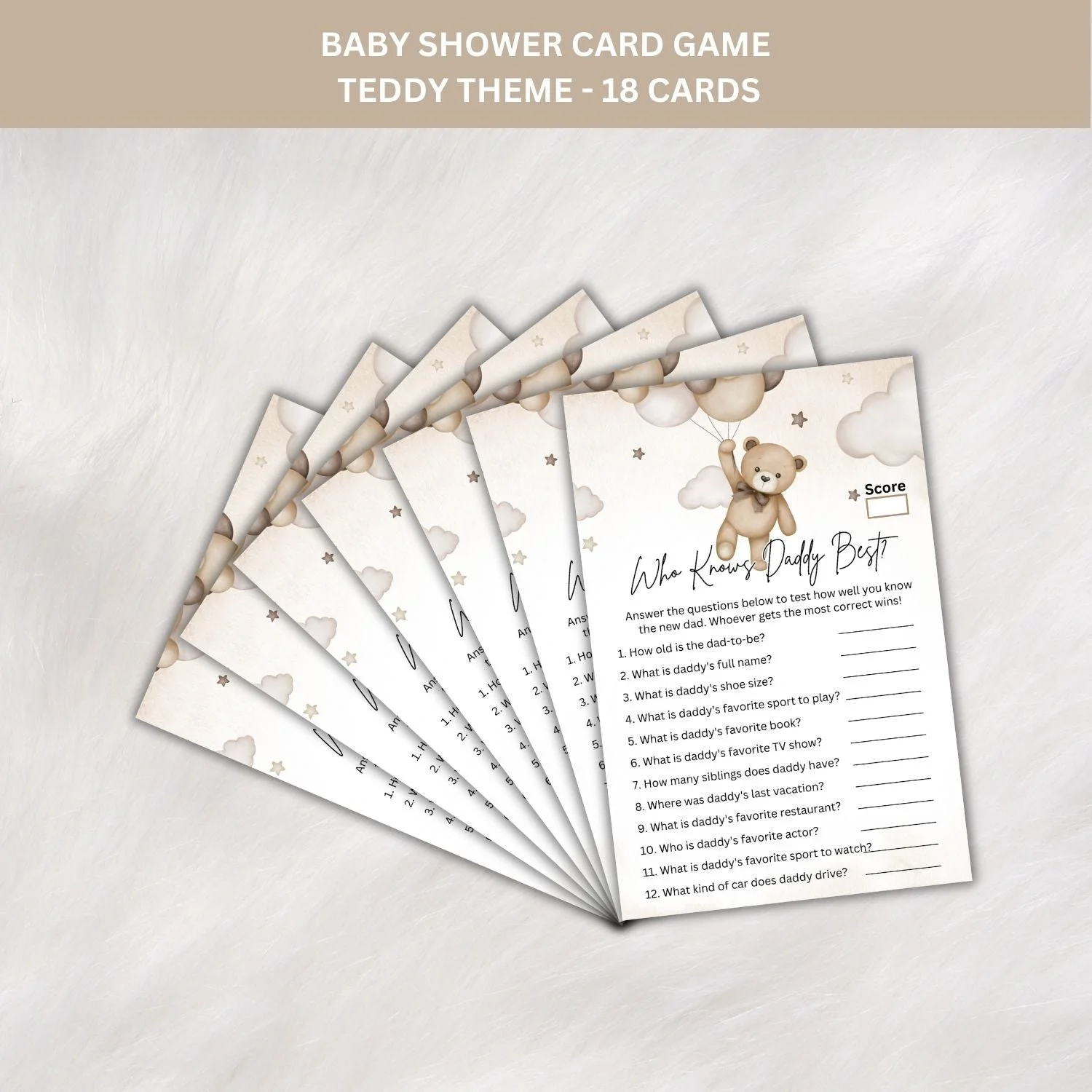 Who Knows Daddy Best? Baby Shower Games Card Pack - 18 High-Quality 300gsm Cards for Fun & Exciting Celebration - Premium Handcrafted 300 GSM Card Games by Party Decor Mall India - View 2
