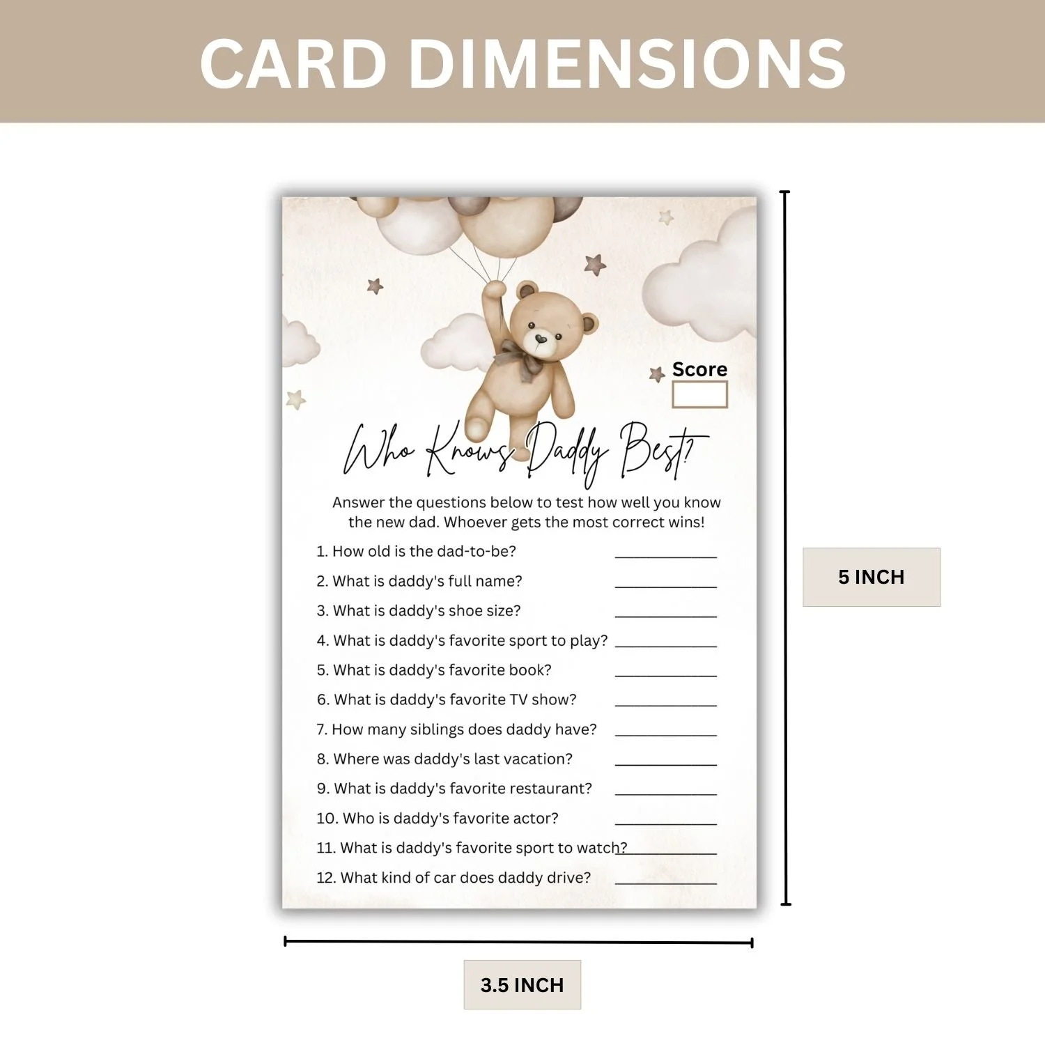 Who Knows Daddy Best? Baby Shower Games Card Pack - 18 High-Quality 300gsm Cards for Fun & Exciting Celebration - Premium Handcrafted 300 GSM Card Games by Party Decor Mall India - View 3