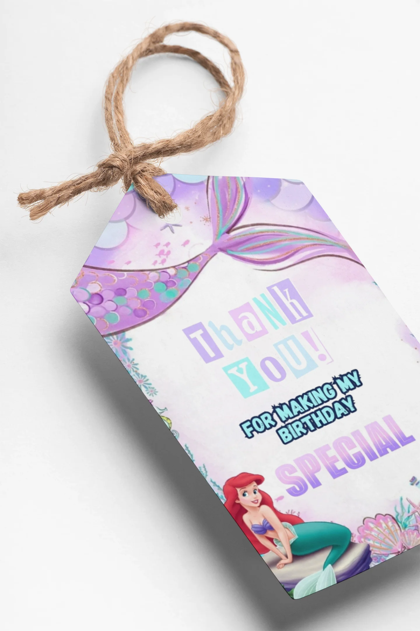 Mermaid Theme Thank You Cards & Return Gift Tags - 30Pcs, 2x3.5, 250 GSM Cardstock, Green & Black (Mermaid 1)