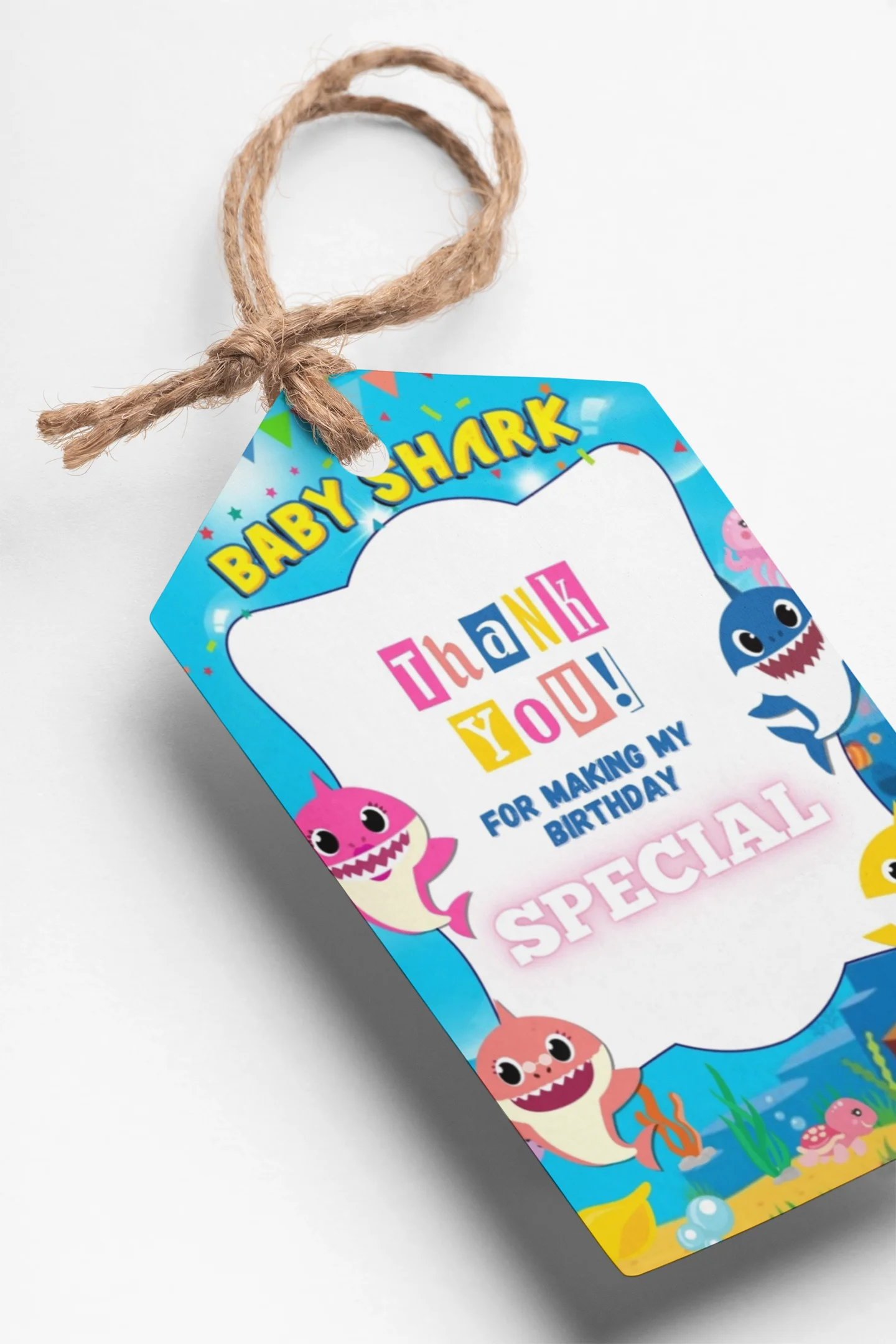 Baby Shark Theme Thank You Cards & Return Gift Tags - 30Pcs, 2x3.5, 250 GSM Cardstock, Green & Black (Baby Shark)
