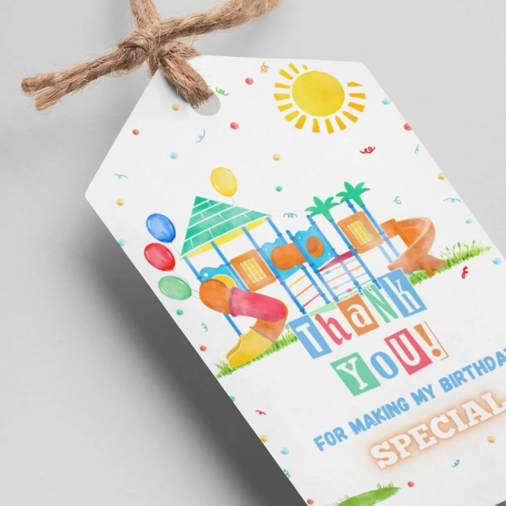 Pool Party Theme Thank You Cards & Return Gift Tags - 30Pcs, 2x3.5, 250 GSM Cardstock, Green & Black (Pool Party)