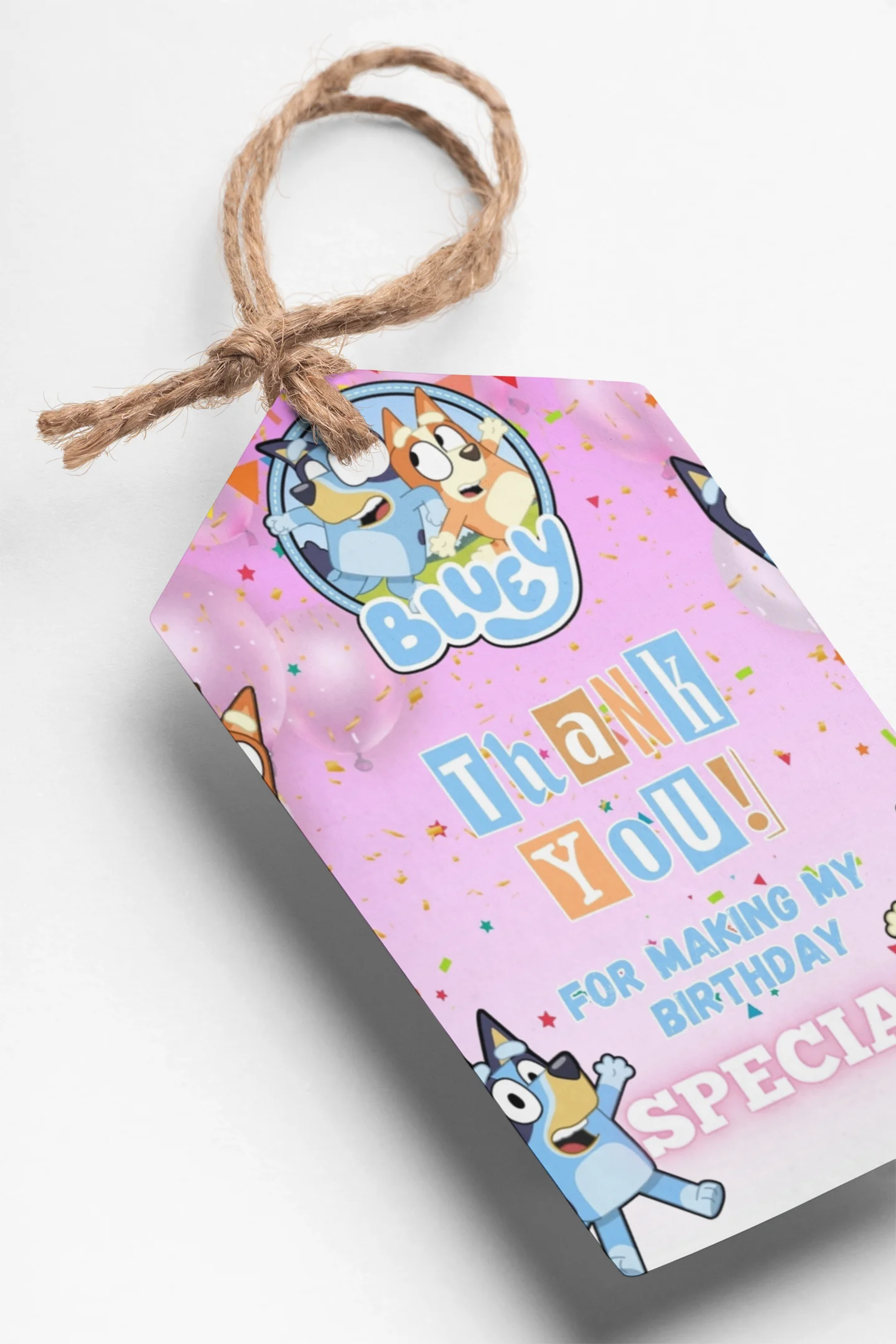 Bluey Theme Thank You Cards & Return Gift Tags - 30Pcs, 2x3.5, 250 GSM Cardstock, Green & Black (Bluey)
