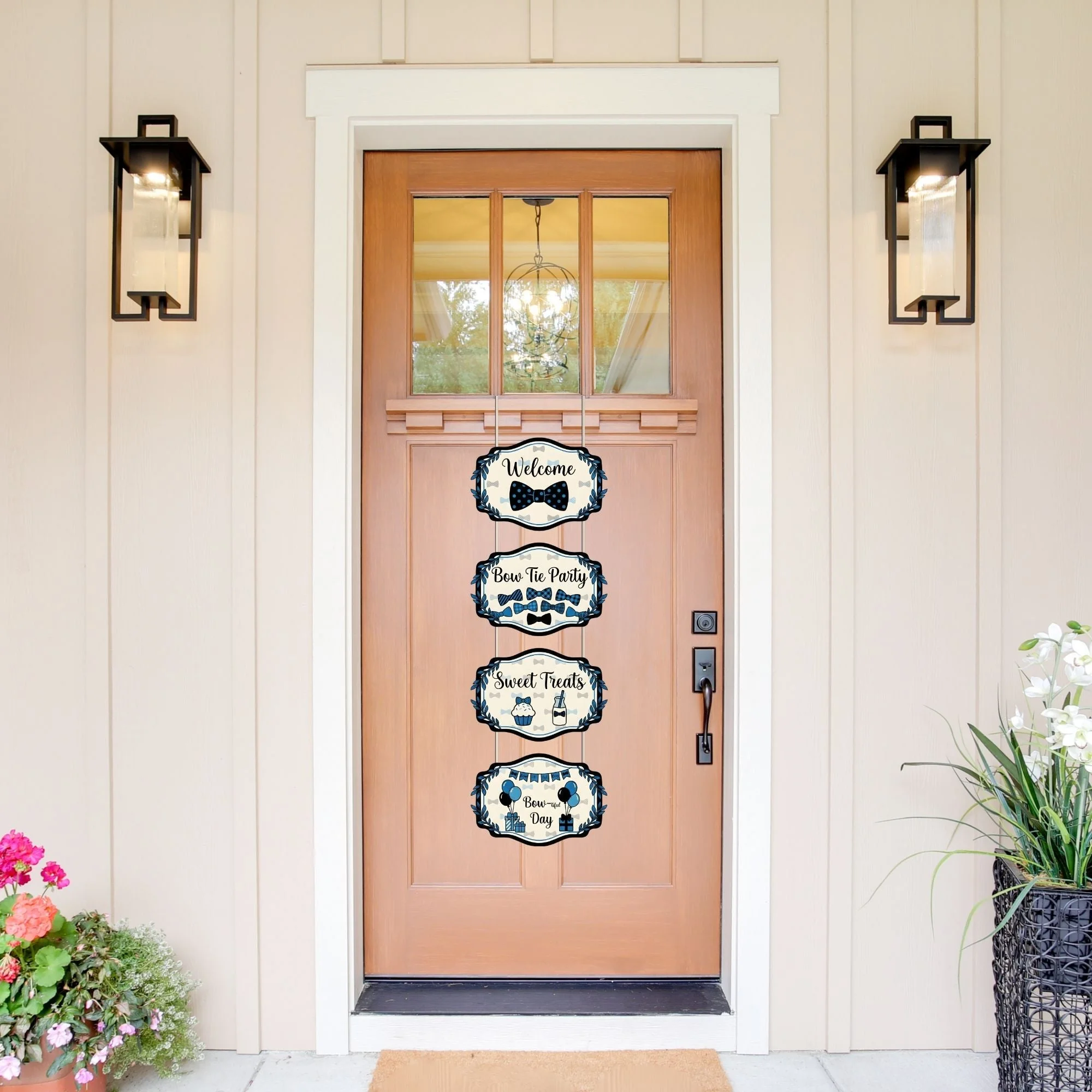 Bow Tie Door/Wall Hanging Dangler- (42 Inches/250 GSM Cardstock/Black& White/6Pcs)