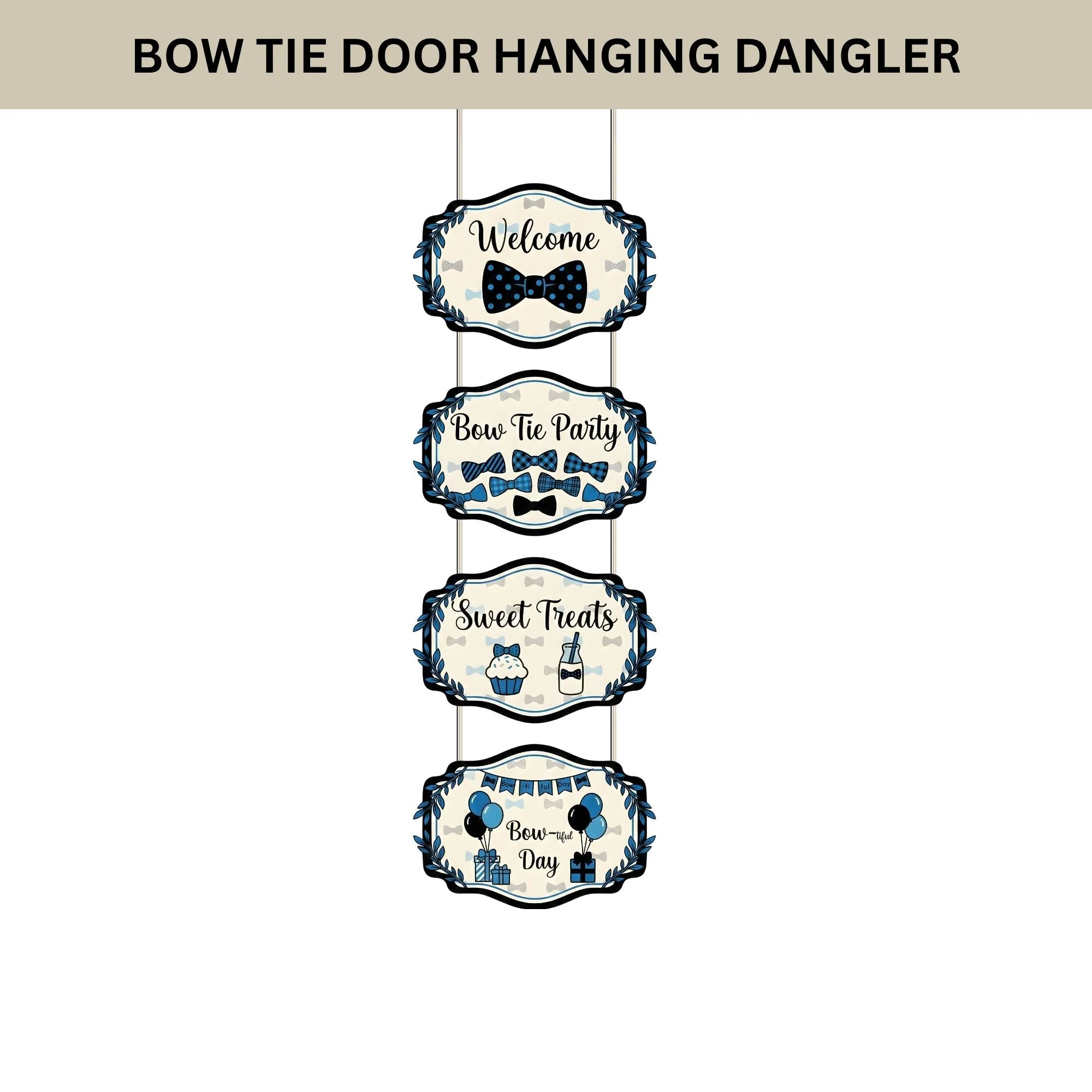 Bow Tie Door/Wall Hanging Dangler- (42 Inches/250 GSM Cardstock/Black& White/6Pcs) - Premium Handcrafted 300 GSM Door Dangler by Party Decor Mall India - View 2