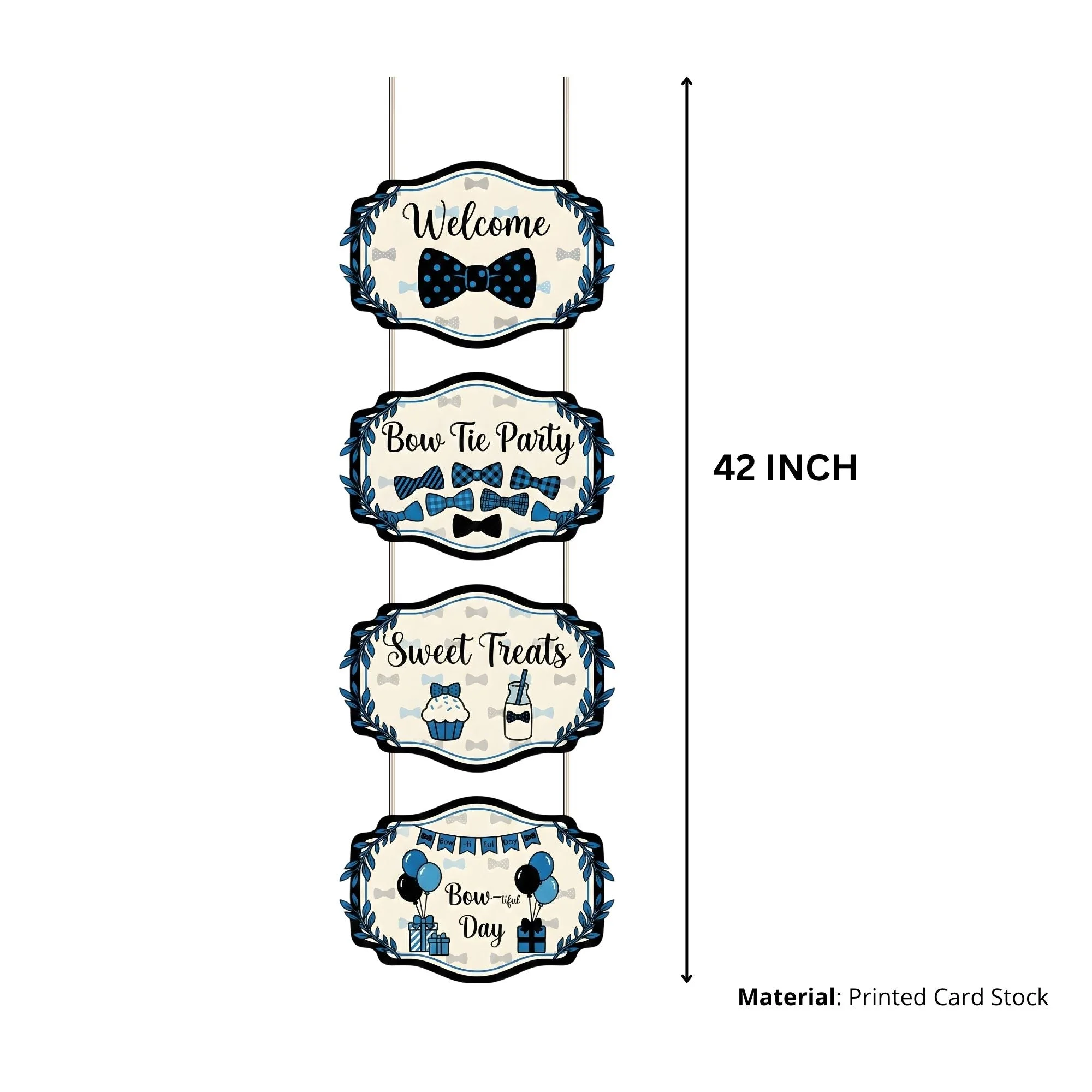 Bow Tie Door/Wall Hanging Dangler- (42 Inches/250 GSM Cardstock/Black& White/6Pcs) - Premium Handcrafted 300 GSM Door Dangler by Party Decor Mall India - View 3