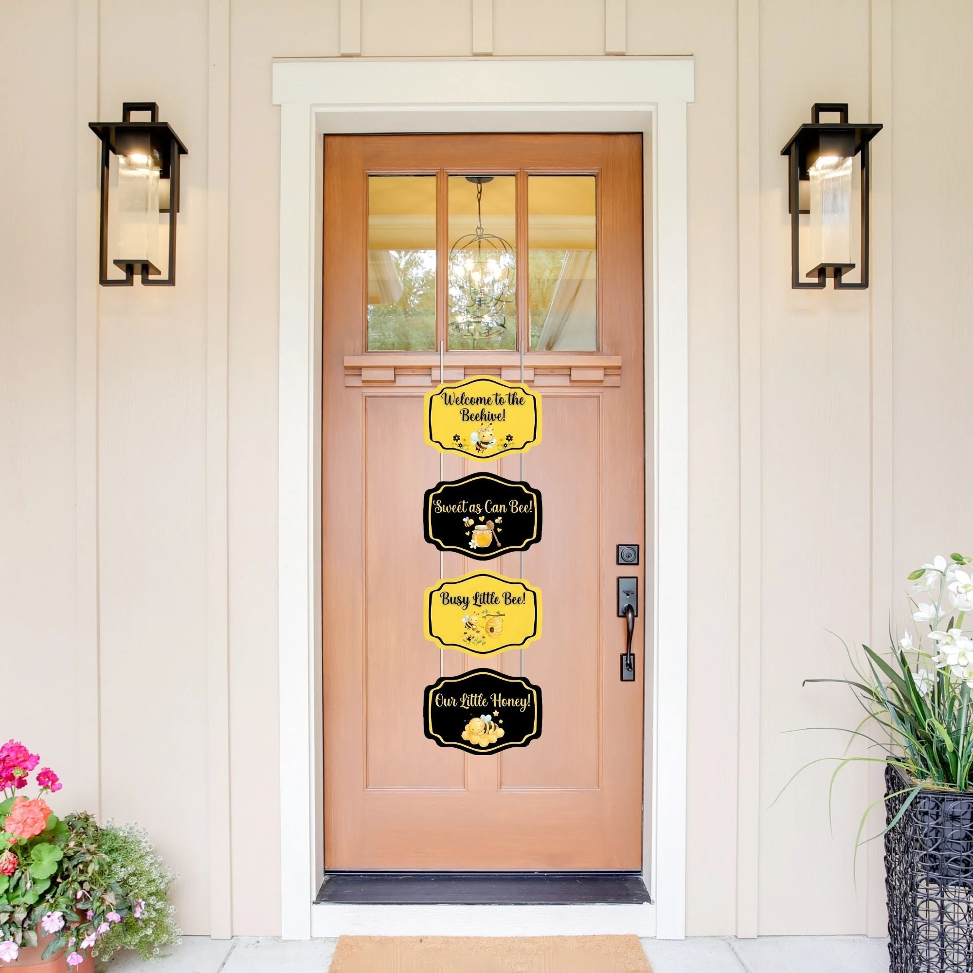 Bumble Bee Door/Wall Hanging Dangler- (42 Inches/250 GSM Cardstock/Yellow & Black/6Pcs)