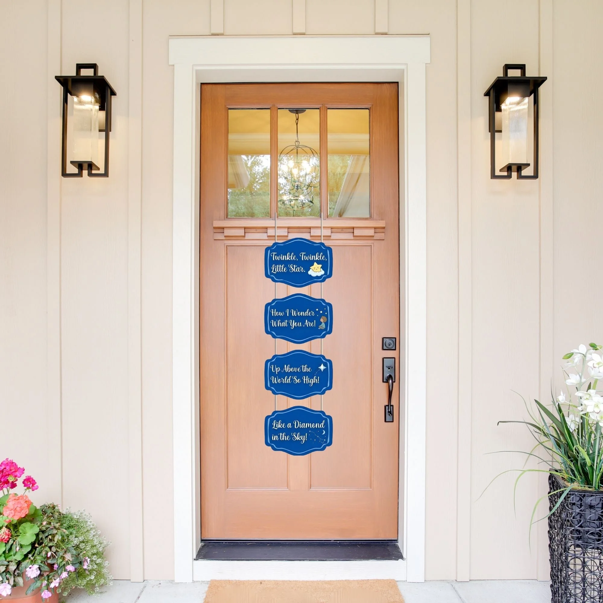 Twinkle,twinkle,littlestar Door/Wall Hanging Dangler- (42 Inches/250 GSM Cardstock/White & Blue/6Pcs) - Premium Handcrafted 300 GSM Door Dangler by Party Decor Mall India - View 1