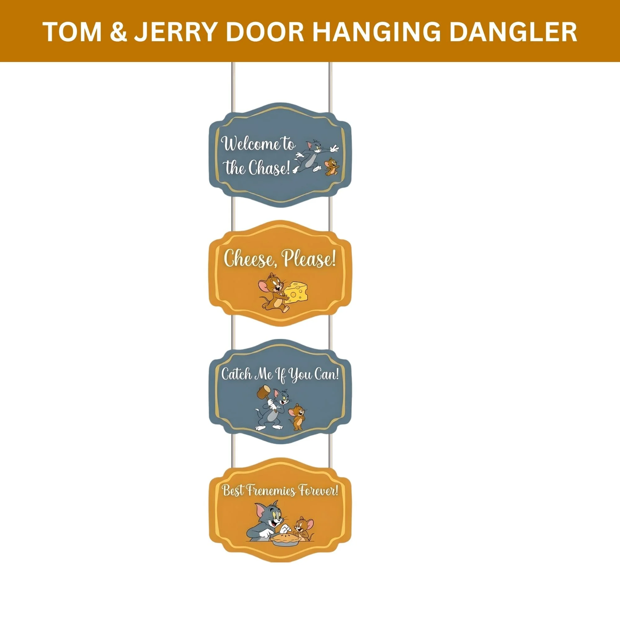 Tom & Jerry Door/Wall Hanging Dangler- (42 Inches/250 GSM Cardstock/Brown & Blue/6Pcs) - Premium Handcrafted 300 GSM Door Dangler by Party Decor Mall India - View 2