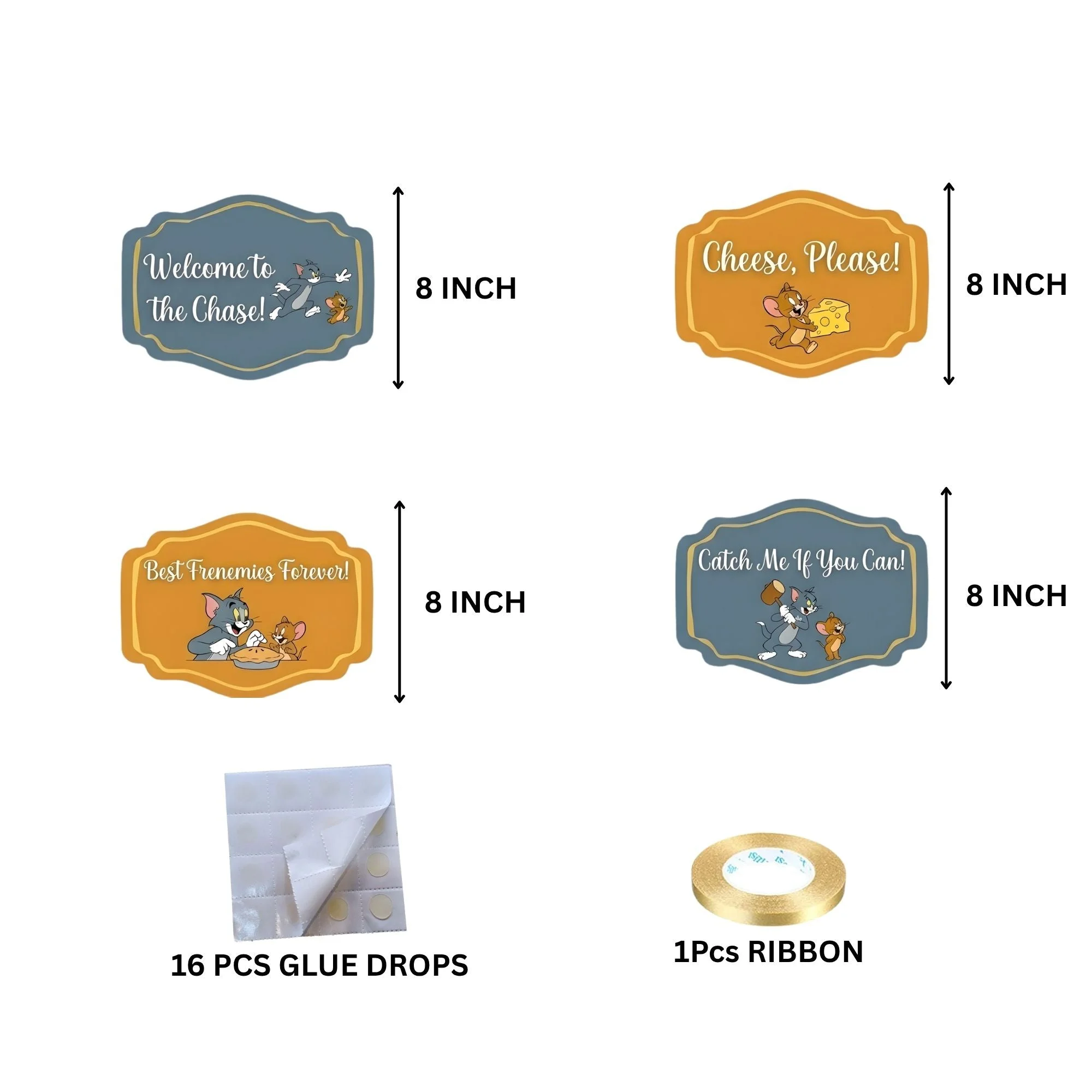 Tom & Jerry Door/Wall Hanging Dangler- (42 Inches/250 GSM Cardstock/Brown & Blue/6Pcs) - Premium Handcrafted 300 GSM Door Dangler by Party Decor Mall India - View 4