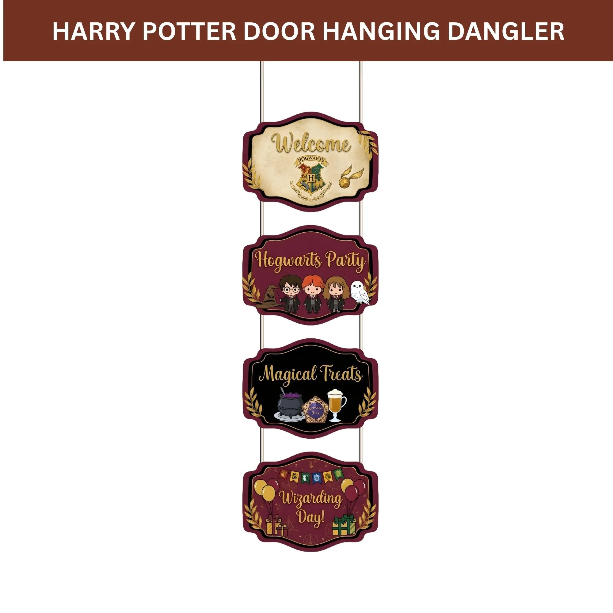 Harry Potter Door/Wall Hanging Dangler- (42 Inches/250 GSM Cardstock/Brown & Black /6Pcs) - Premium Handcrafted 300 GSM Door Dangler by Party Decor Mall India - View 2