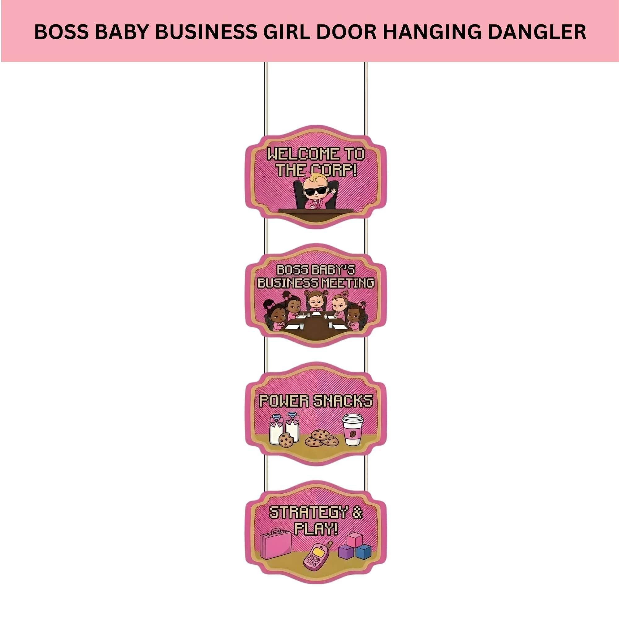 Boss Baby Business Girl Door/Wall Hanging Dangler- (42 Inches/250 GSM Cardstock/Black & Pink /6Pcs) - Premium Handcrafted 300 GSM Party Supplies by Party Decor Mall India - View 2