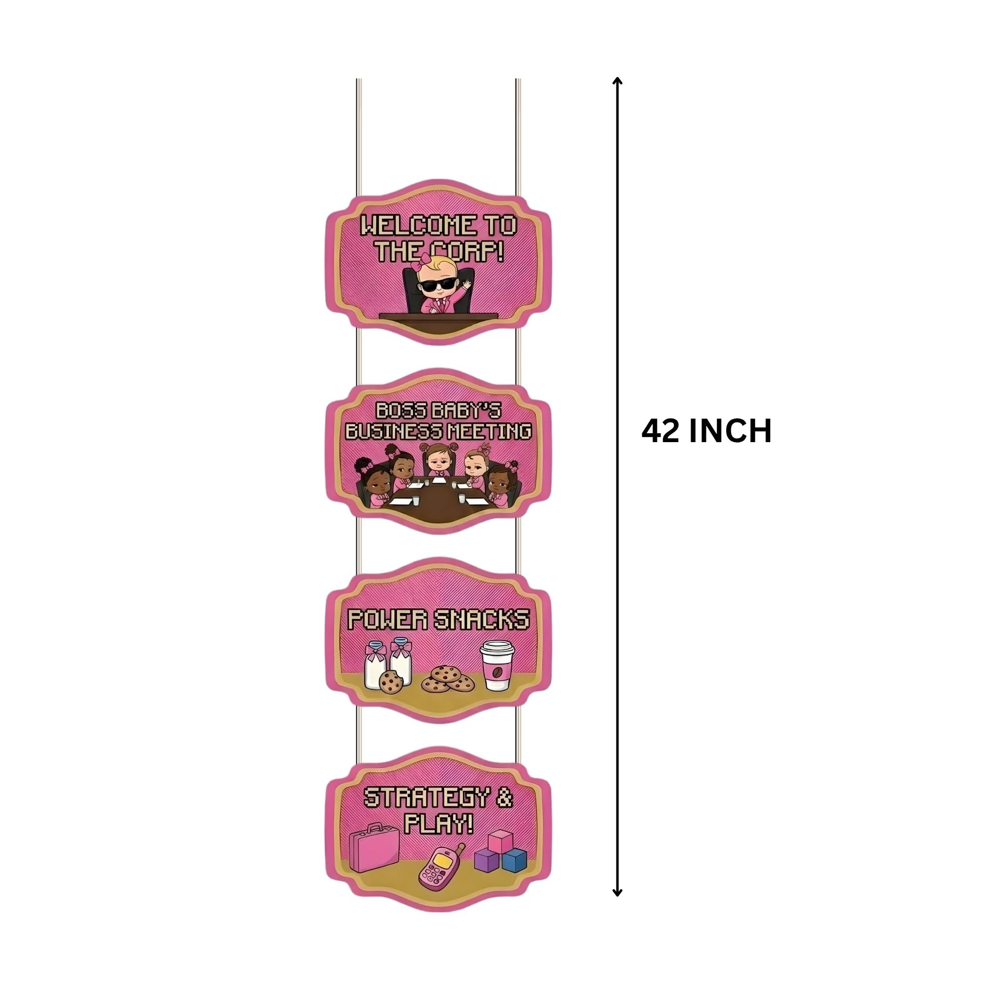Boss Baby Business Girl Door/Wall Hanging Dangler- (42 Inches/250 GSM Cardstock/Black & Pink /6Pcs) - Premium Handcrafted 300 GSM Party Supplies by Party Decor Mall India - View 3