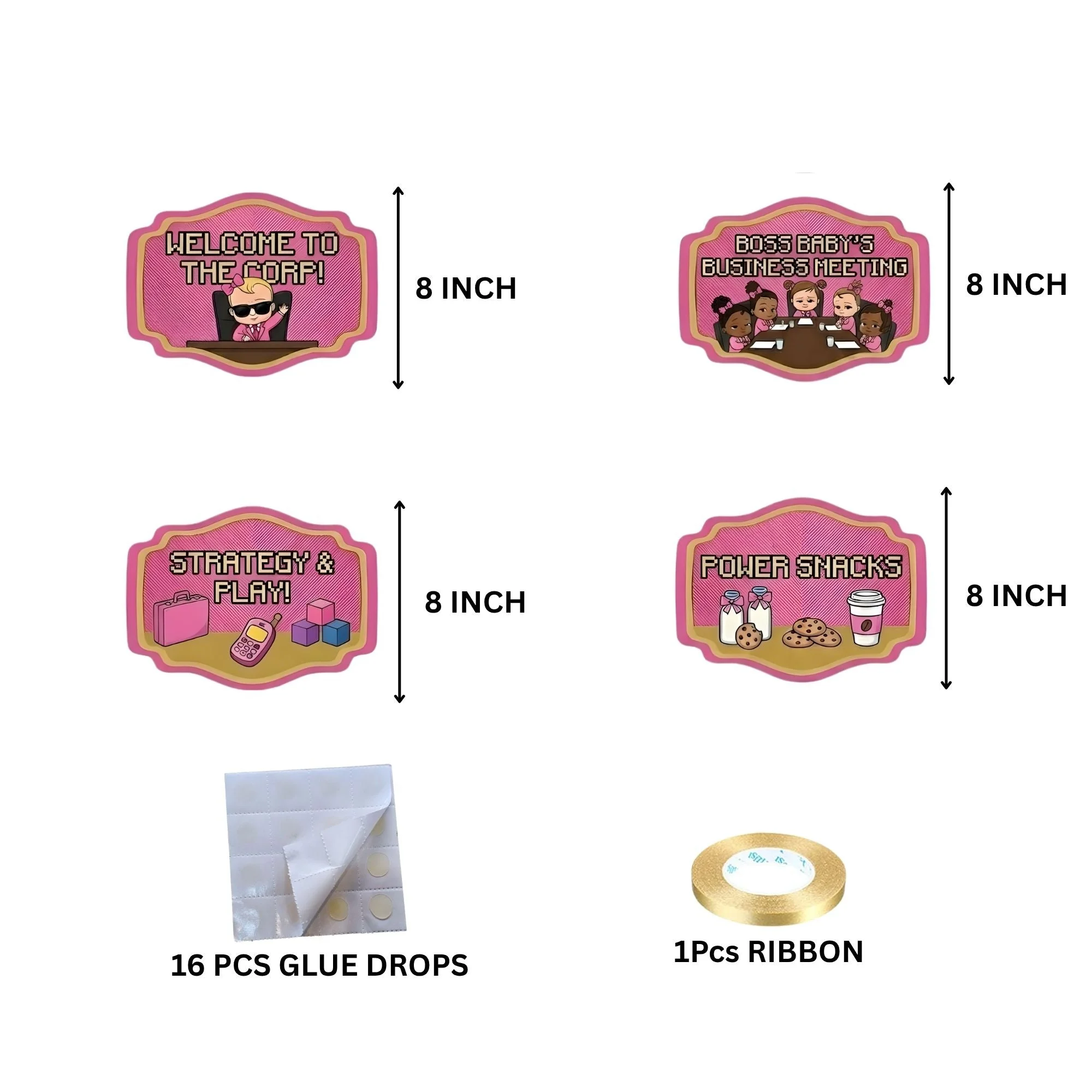 Boss Baby Business Girl Door/Wall Hanging Dangler- (42 Inches/250 GSM Cardstock/Black & Pink /6Pcs) - Premium Handcrafted 300 GSM Party Supplies by Party Decor Mall India - View 4