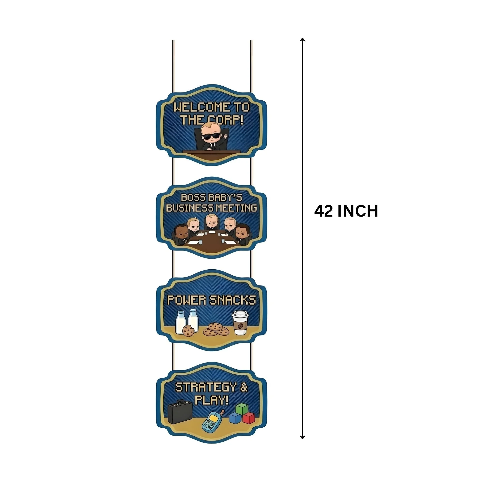 Boss Baby Business Boy Door/Wall Hanging Dangler- (42 Inches/250 GSM Cardstock /Black & Blue/6Pcs) - Premium Handcrafted 300 GSM Door Dangler by Party Decor Mall India - View 3